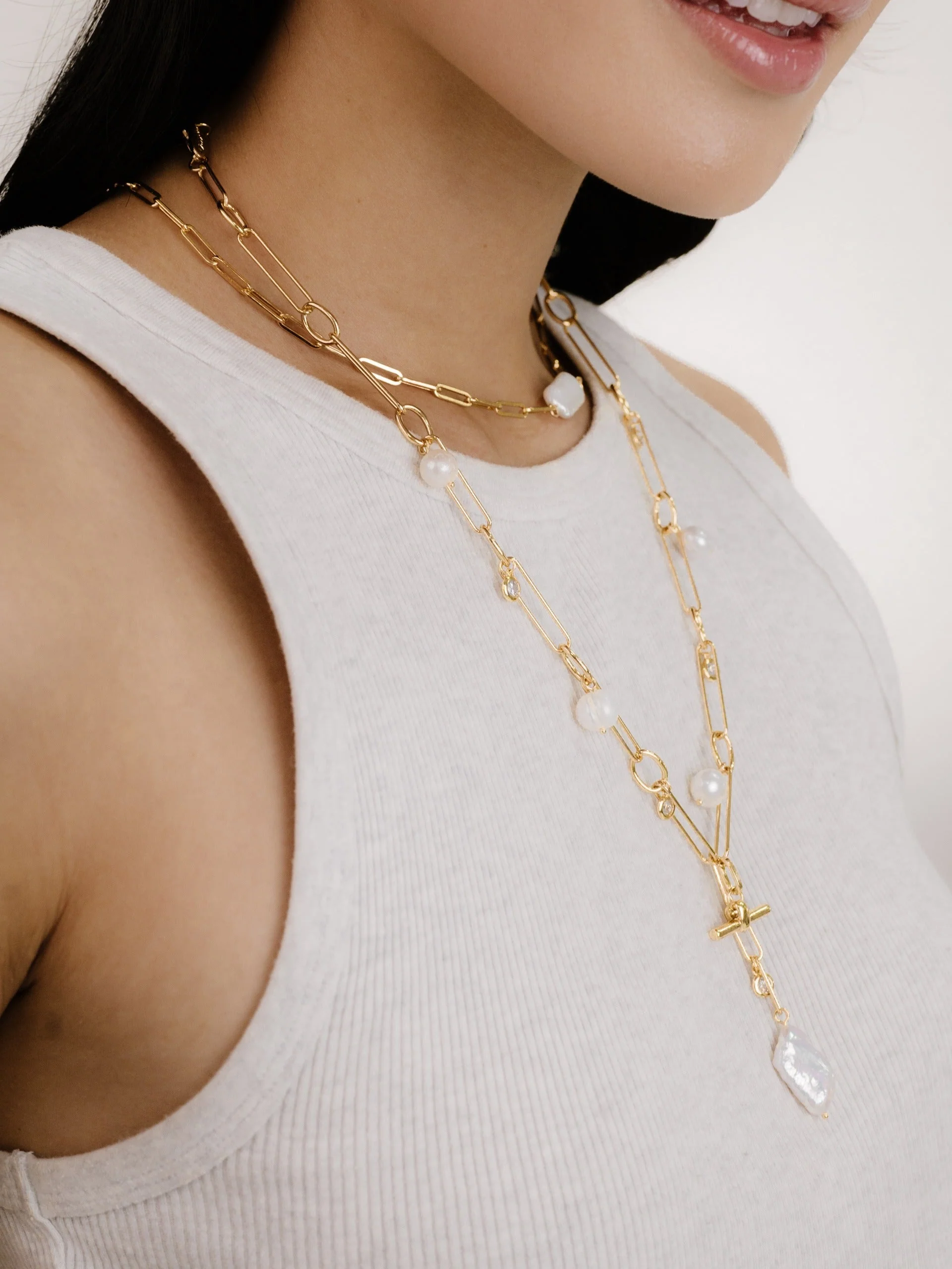 Deep Water Pearl Lariat Necklace - Image 8