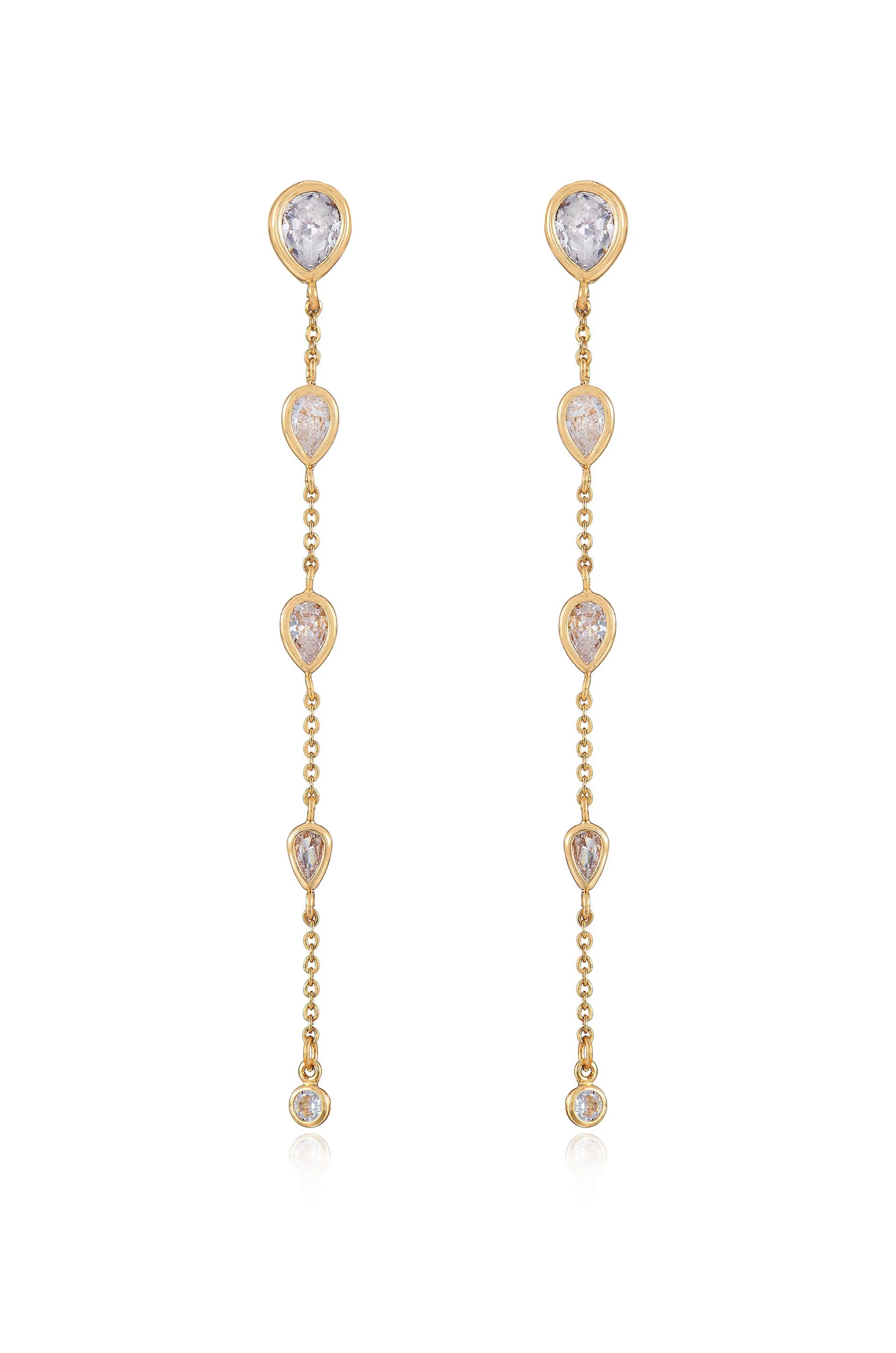 Dainty Bezel Crystal Dangle Earrings