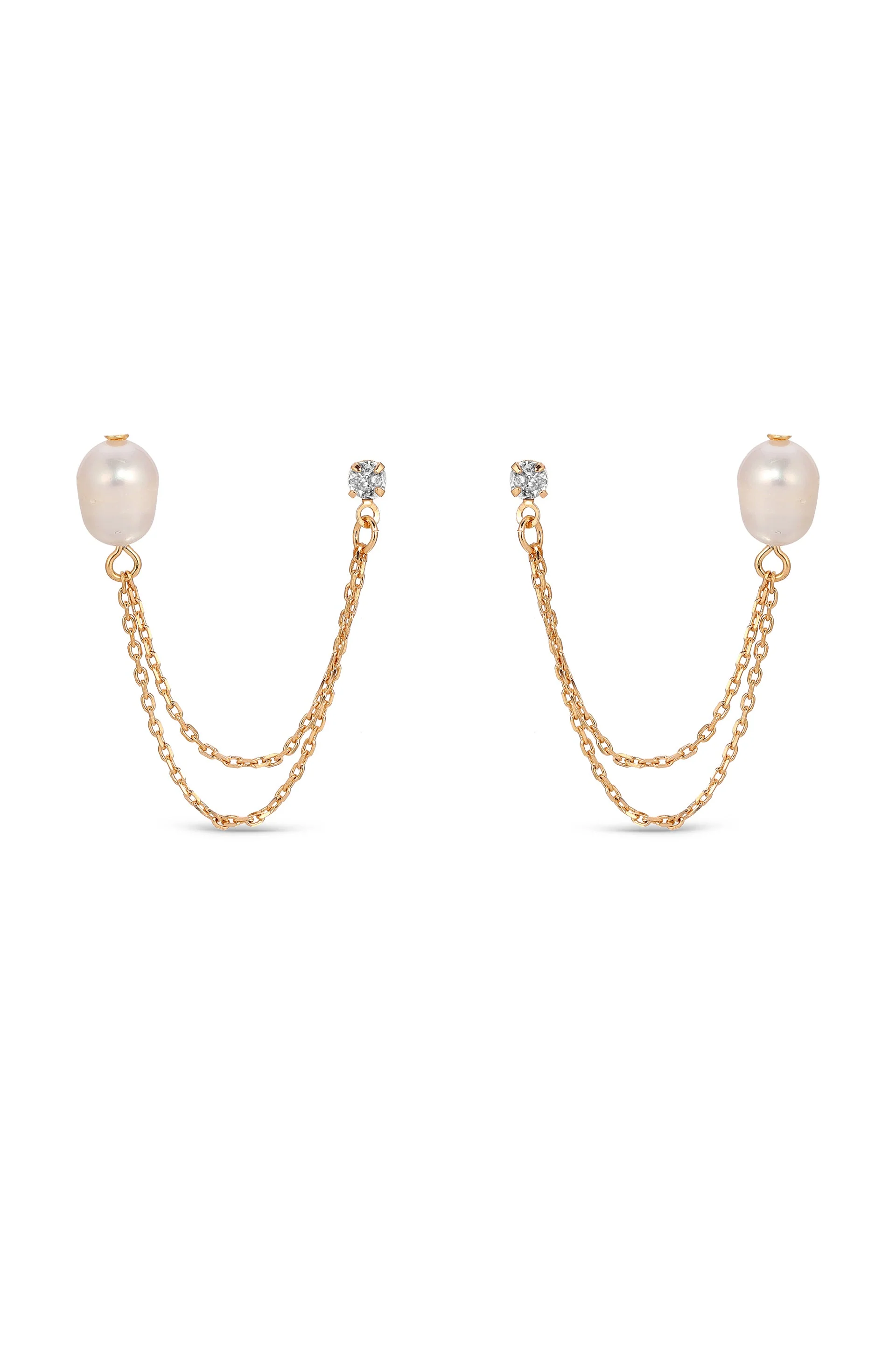 Double Piercing Freshwater Pearl Earring