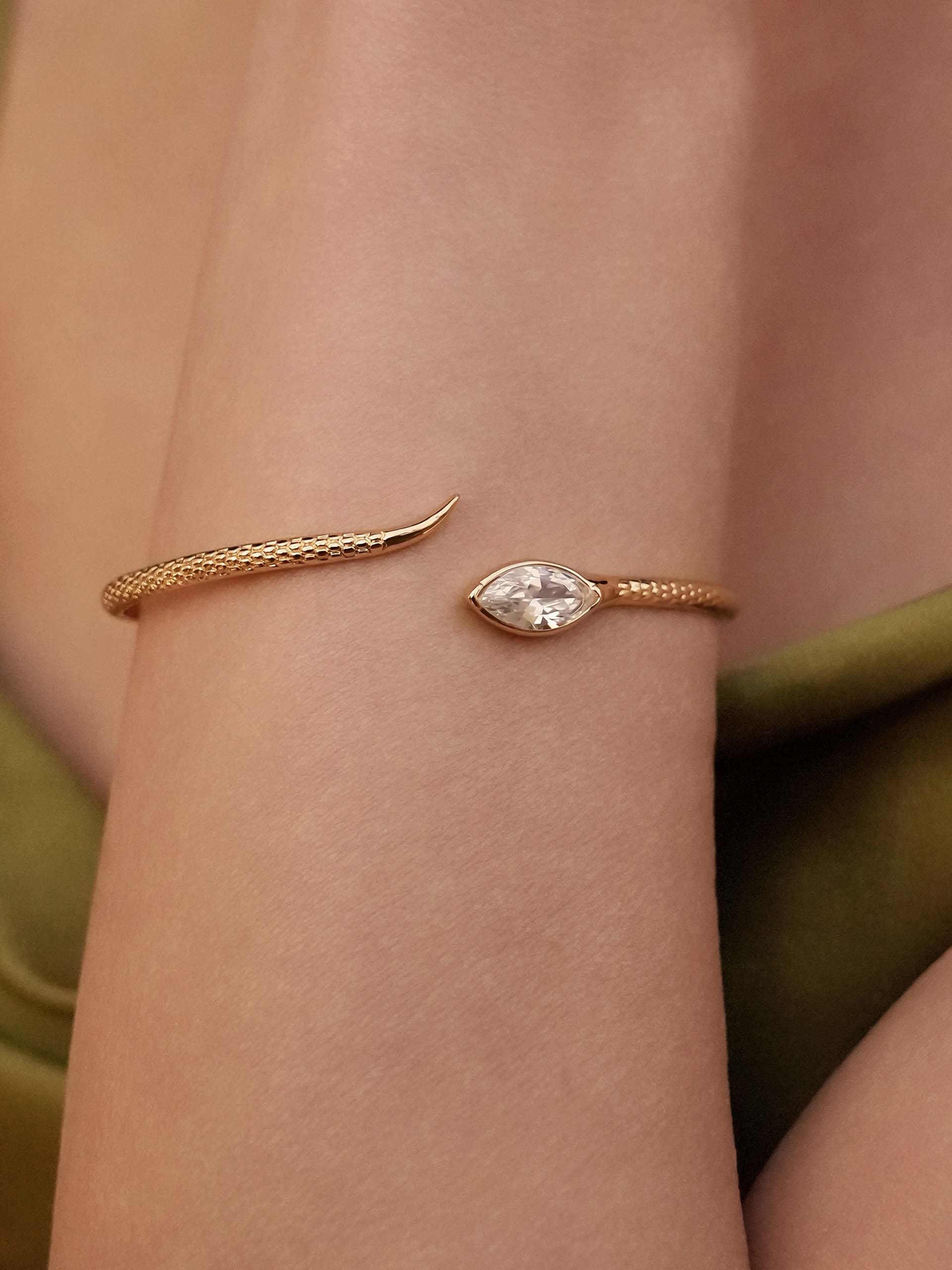 Marquise Snake Cuff Bracelet - Image 4