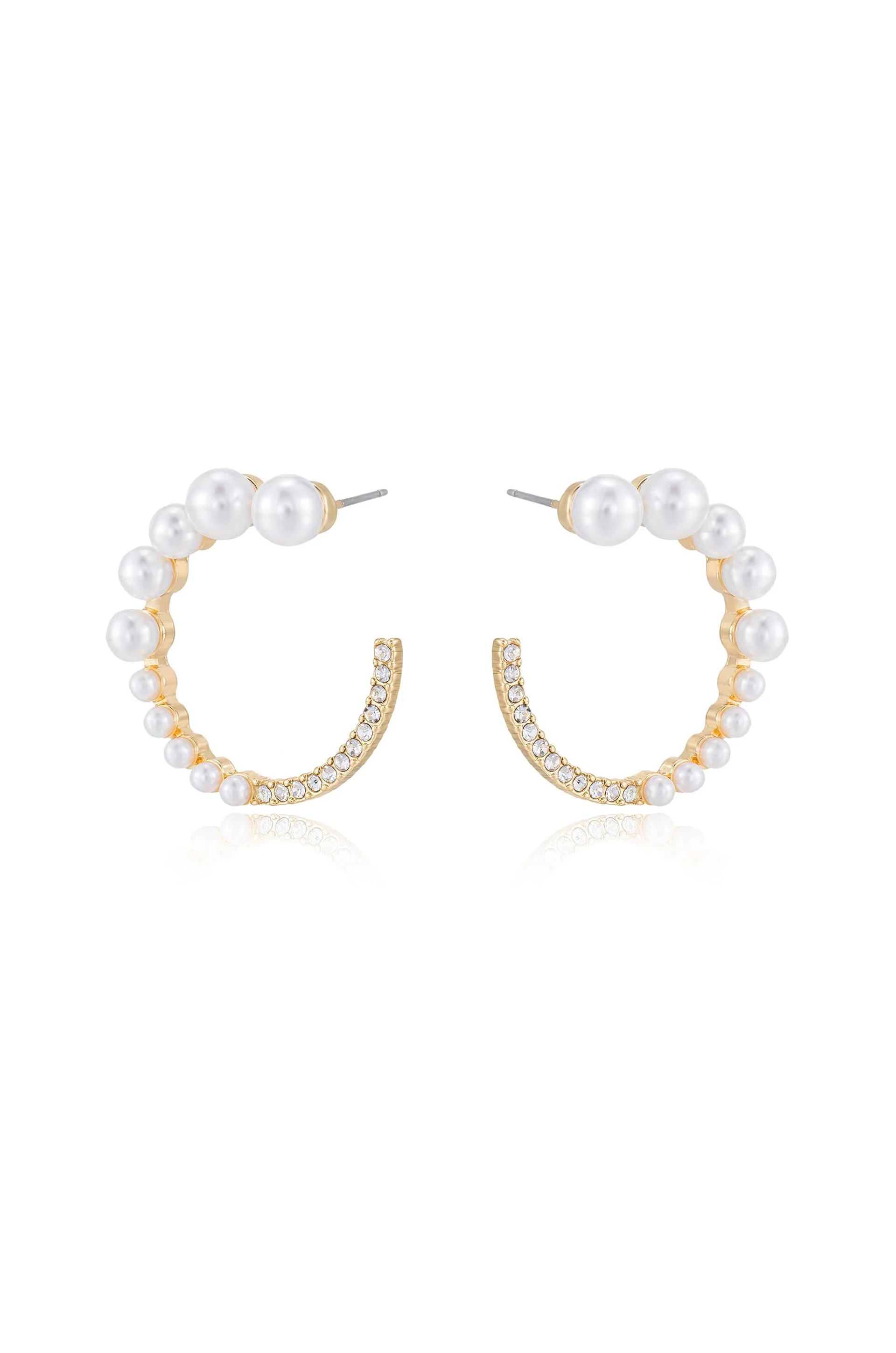Chic Pearl And Crystal Open Circle Earrings - Image 3