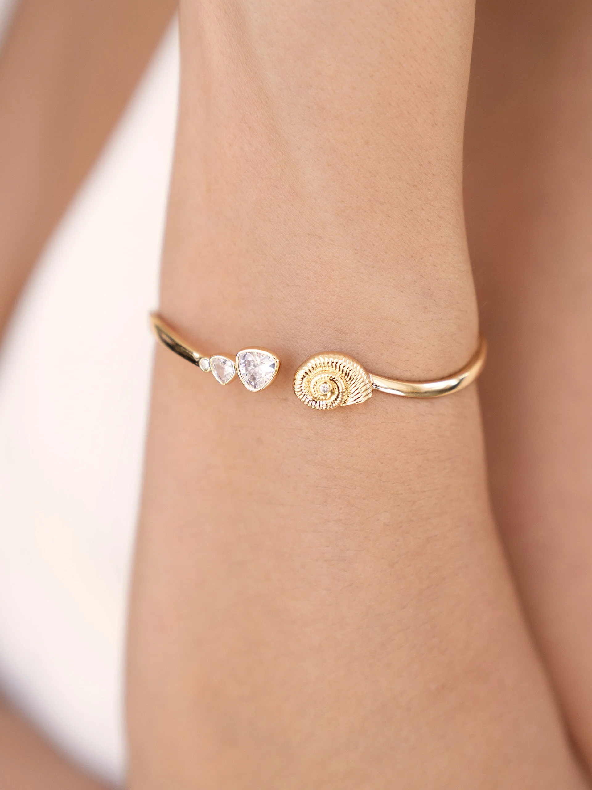 Golden Nautilus Shell Cuff Bracelet - Image 2