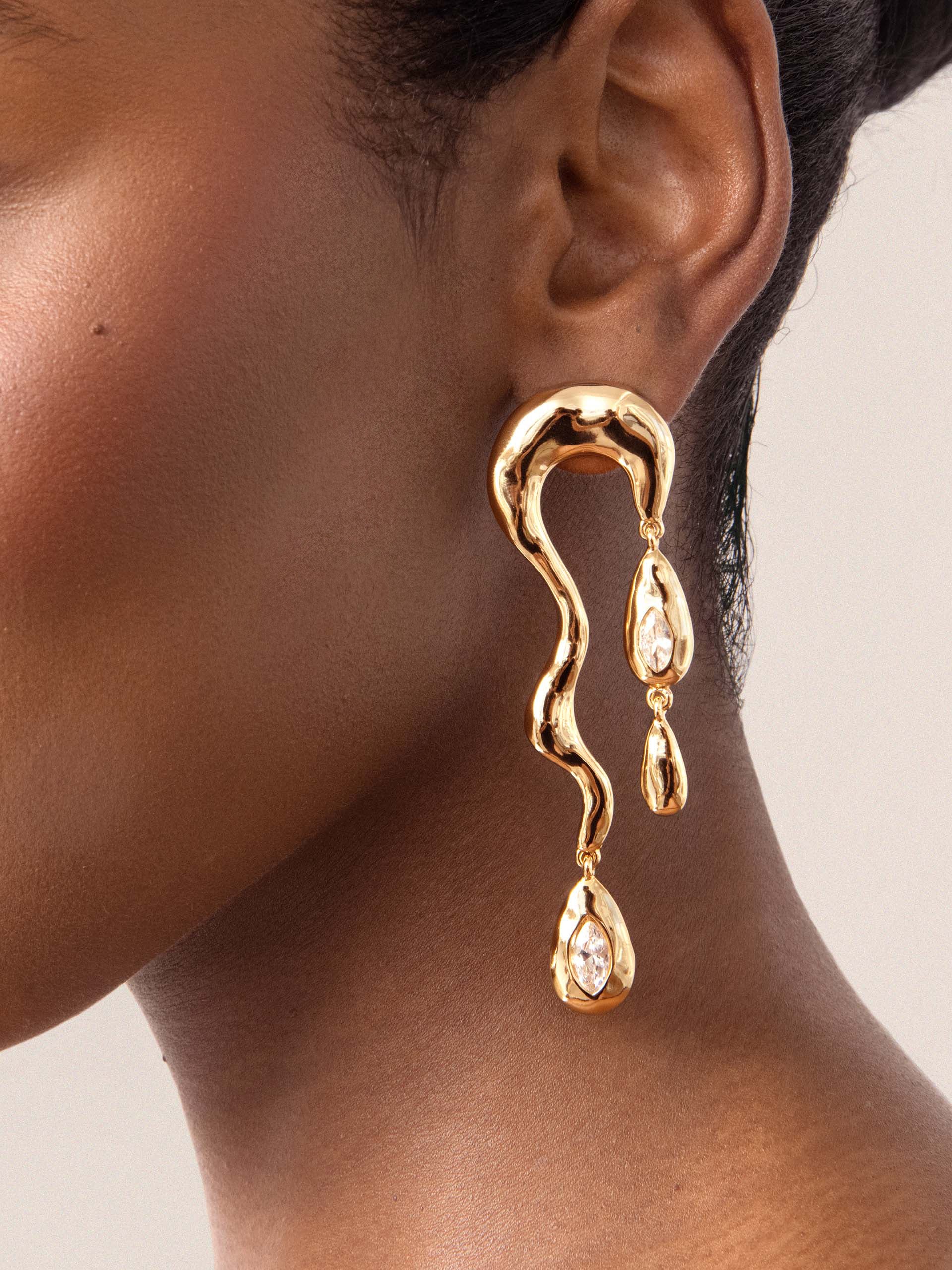 Melting Metal Dangle Earrings - Image 2
