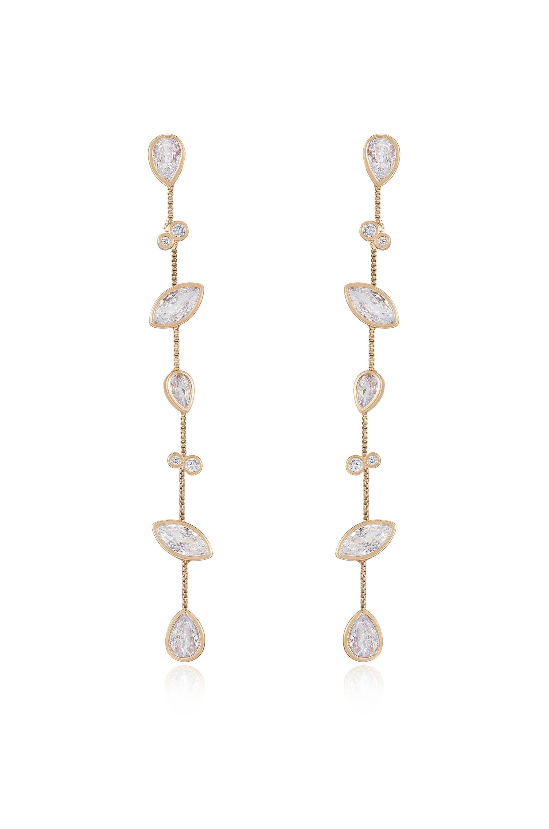Falling Bezel Crystal Dangle Earrings
