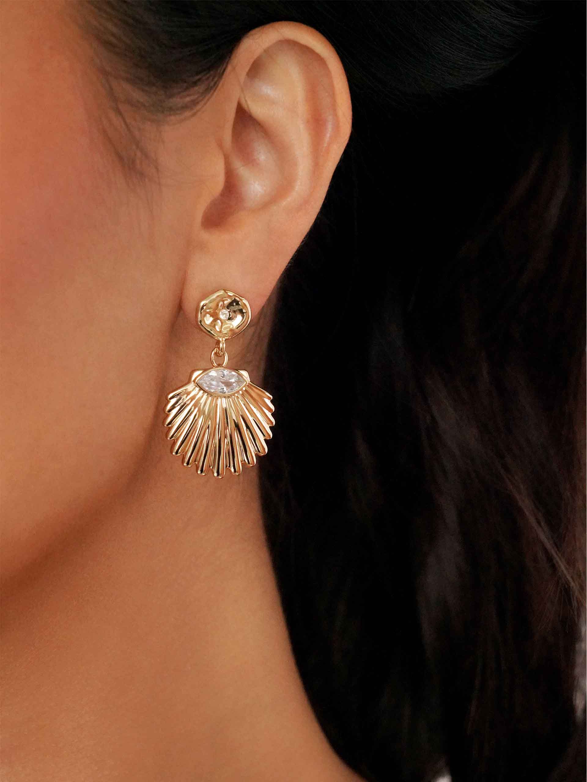 Santorini Shell Drop Earrings - Image 2
