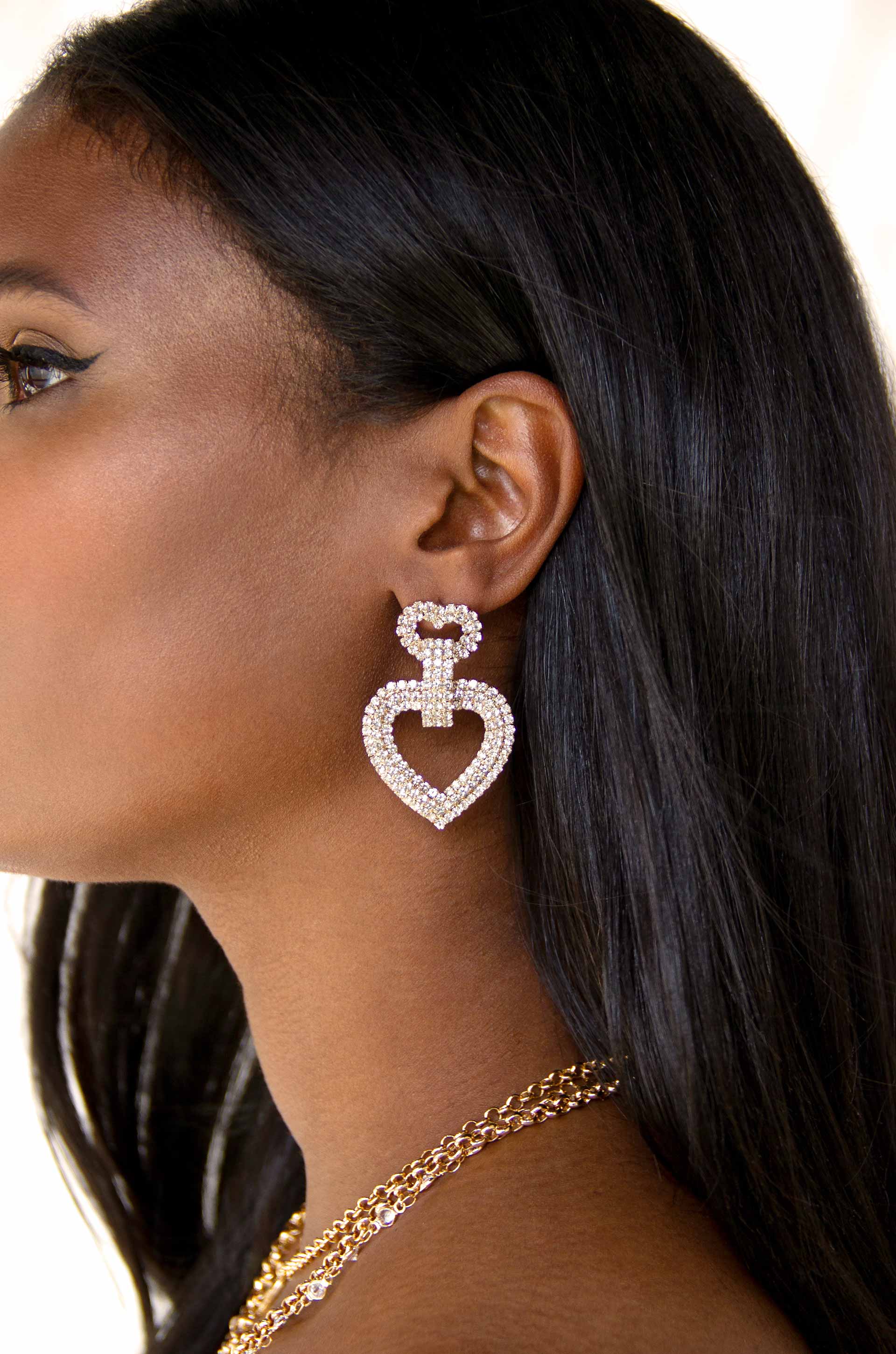Dove Drop Heart Crystal Earrings - Image 2