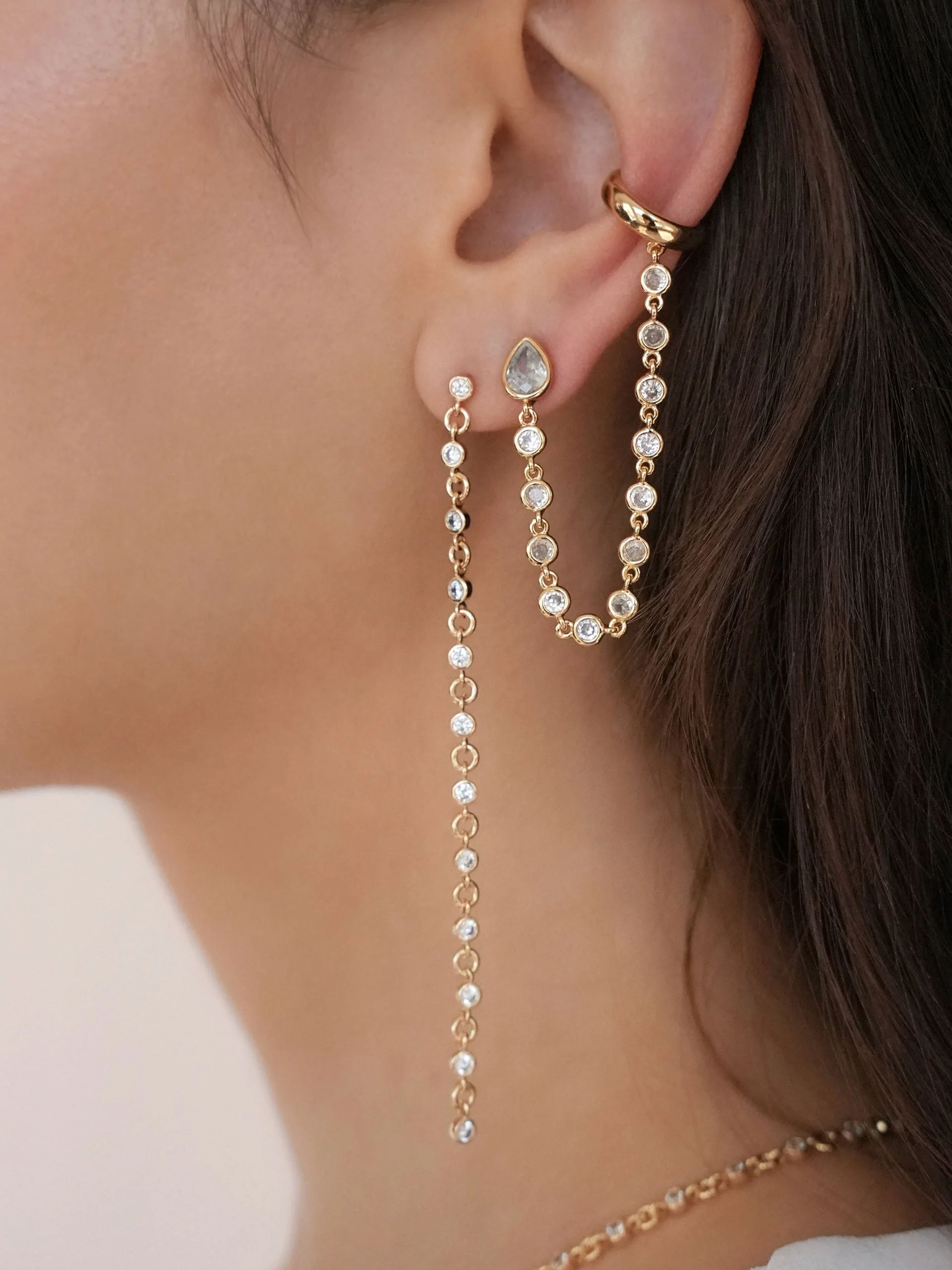 Dainty Linear Crystal Earrings - Image 4