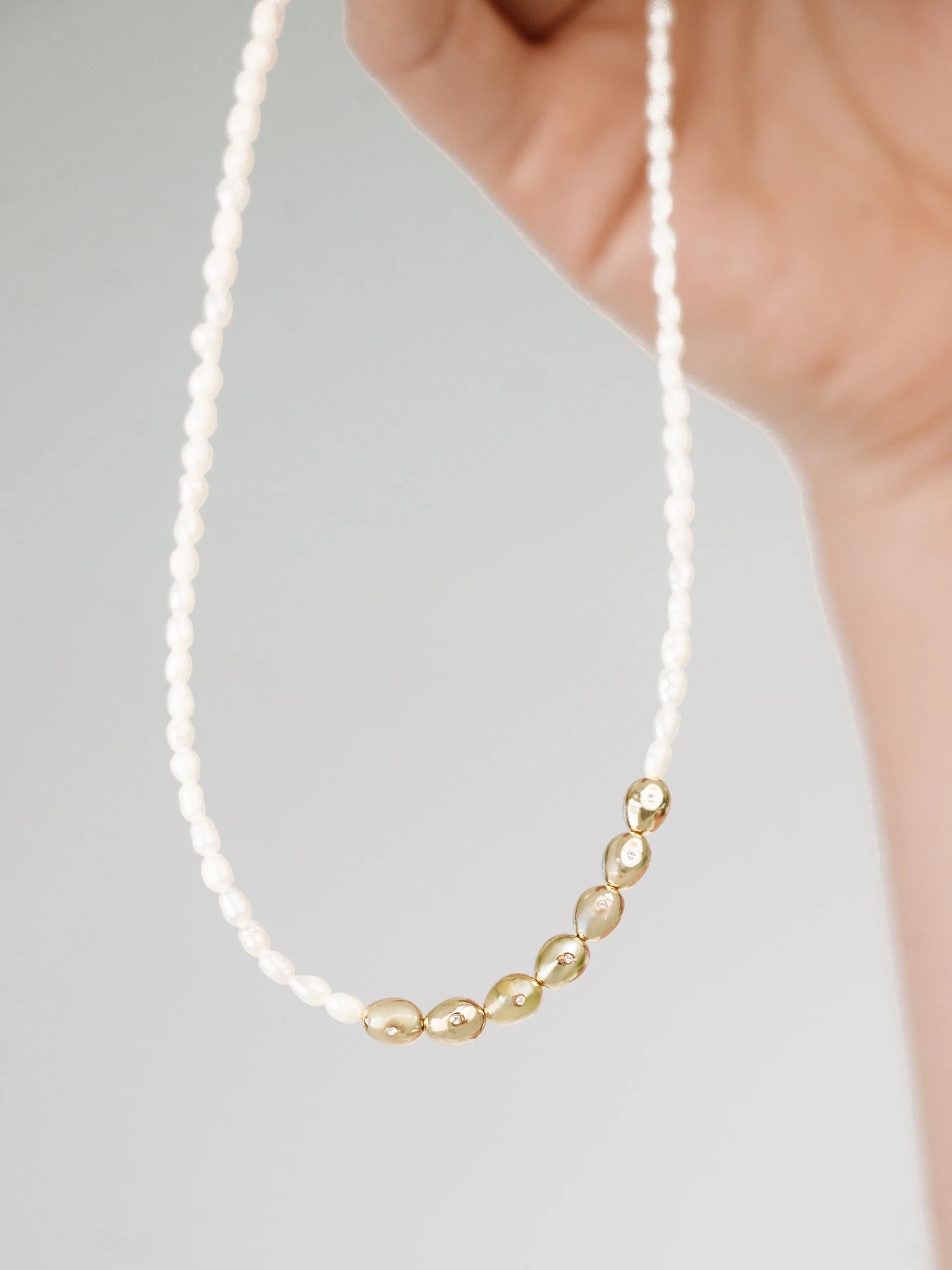 Freshwater Pearl Polished Pebble Necklace - Image 4