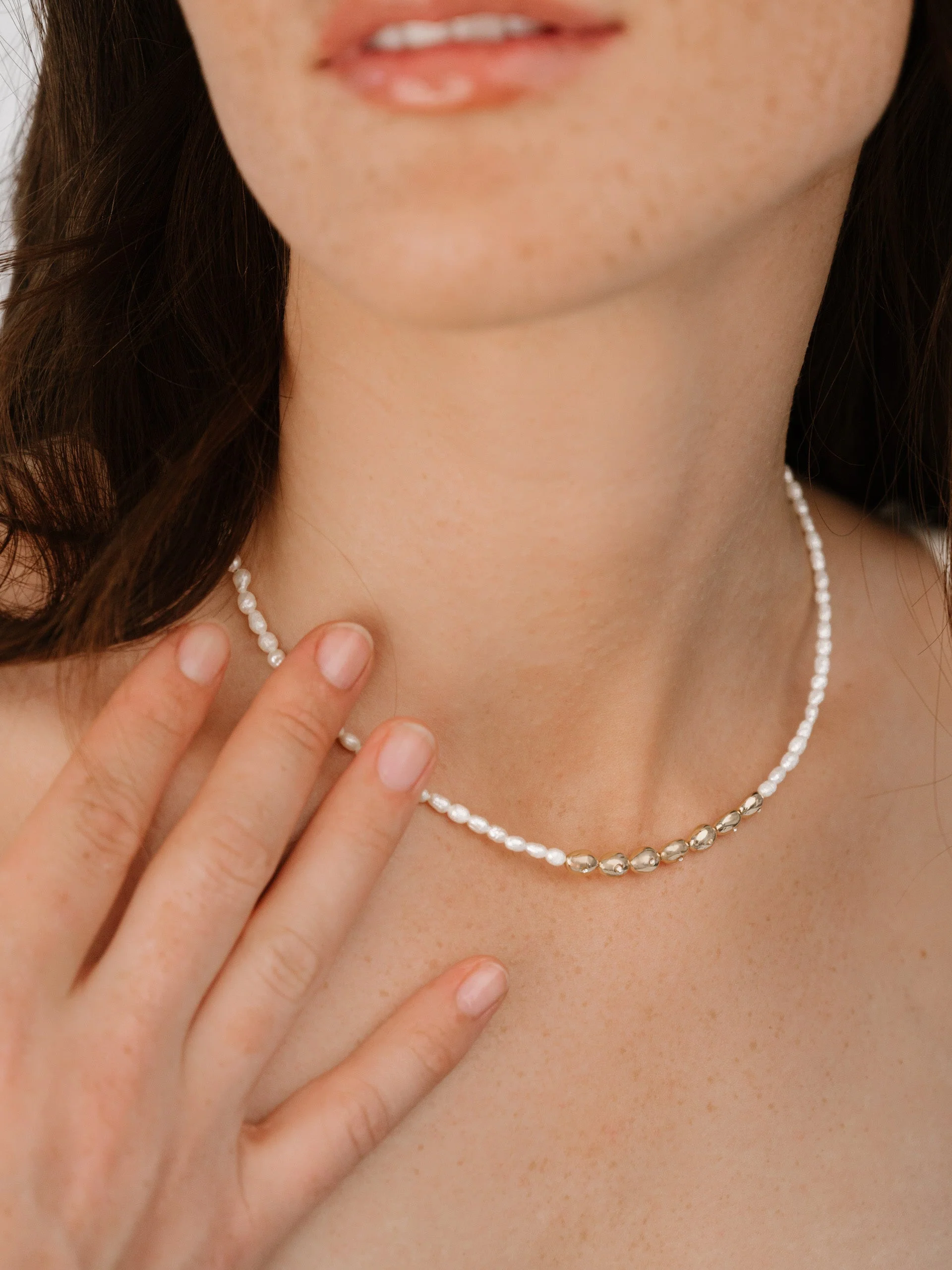 Freshwater Pearl Polished Pebble Necklace - Image 5