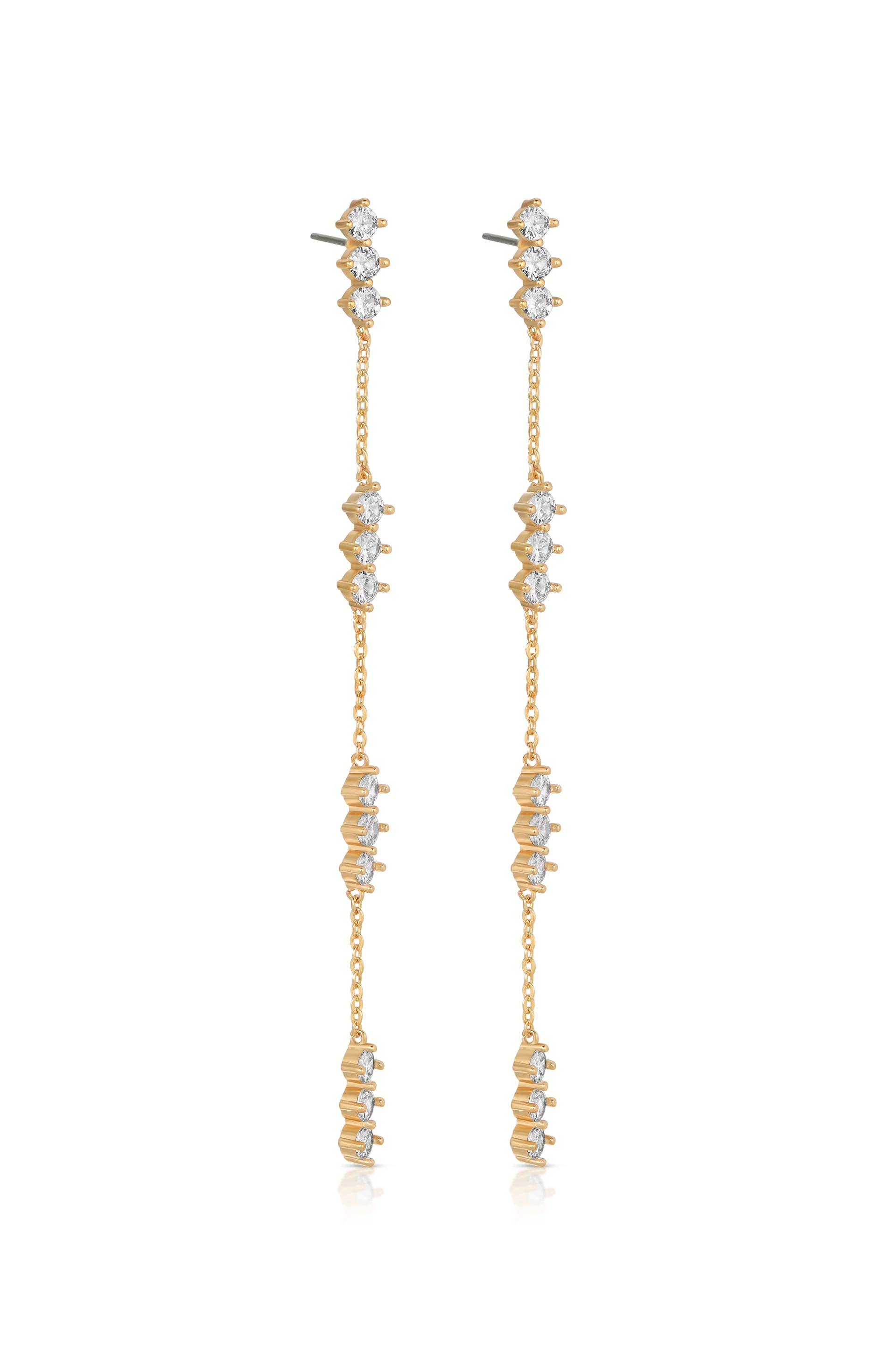 Linear Crystal Drop Earrings - Image 3