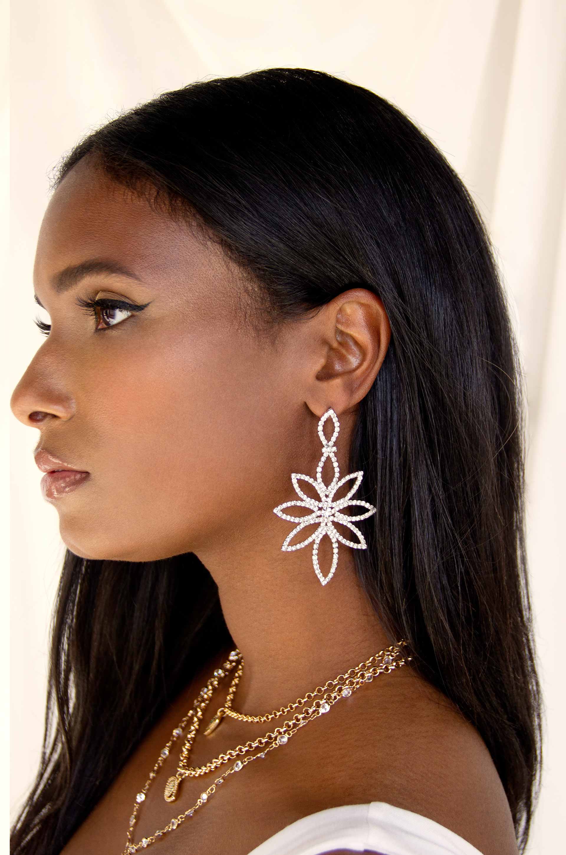 Crystal Bouquet Statement Earrings - Image 2