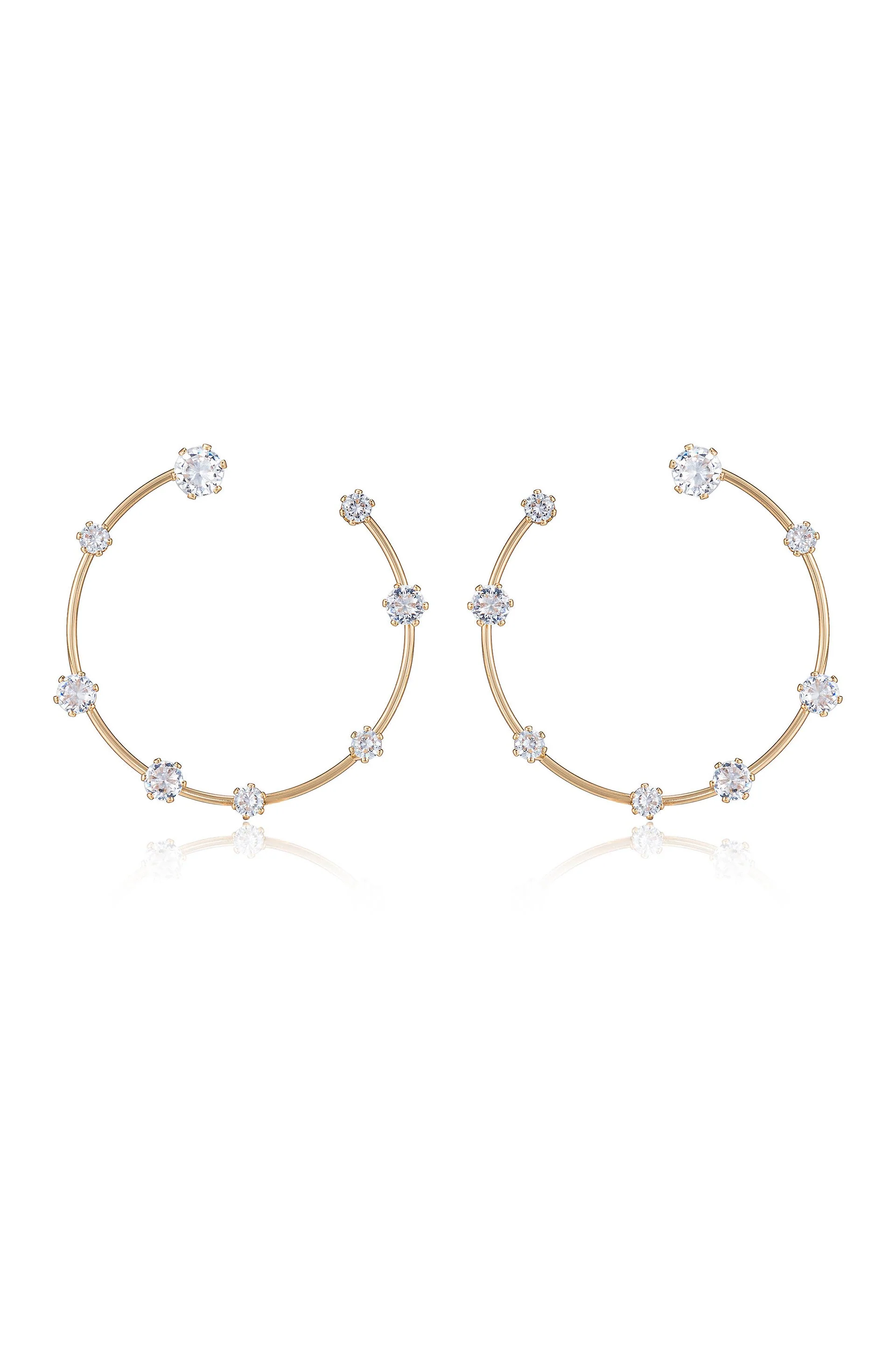 Celestial Large Wire & Crystal Ring Earrings