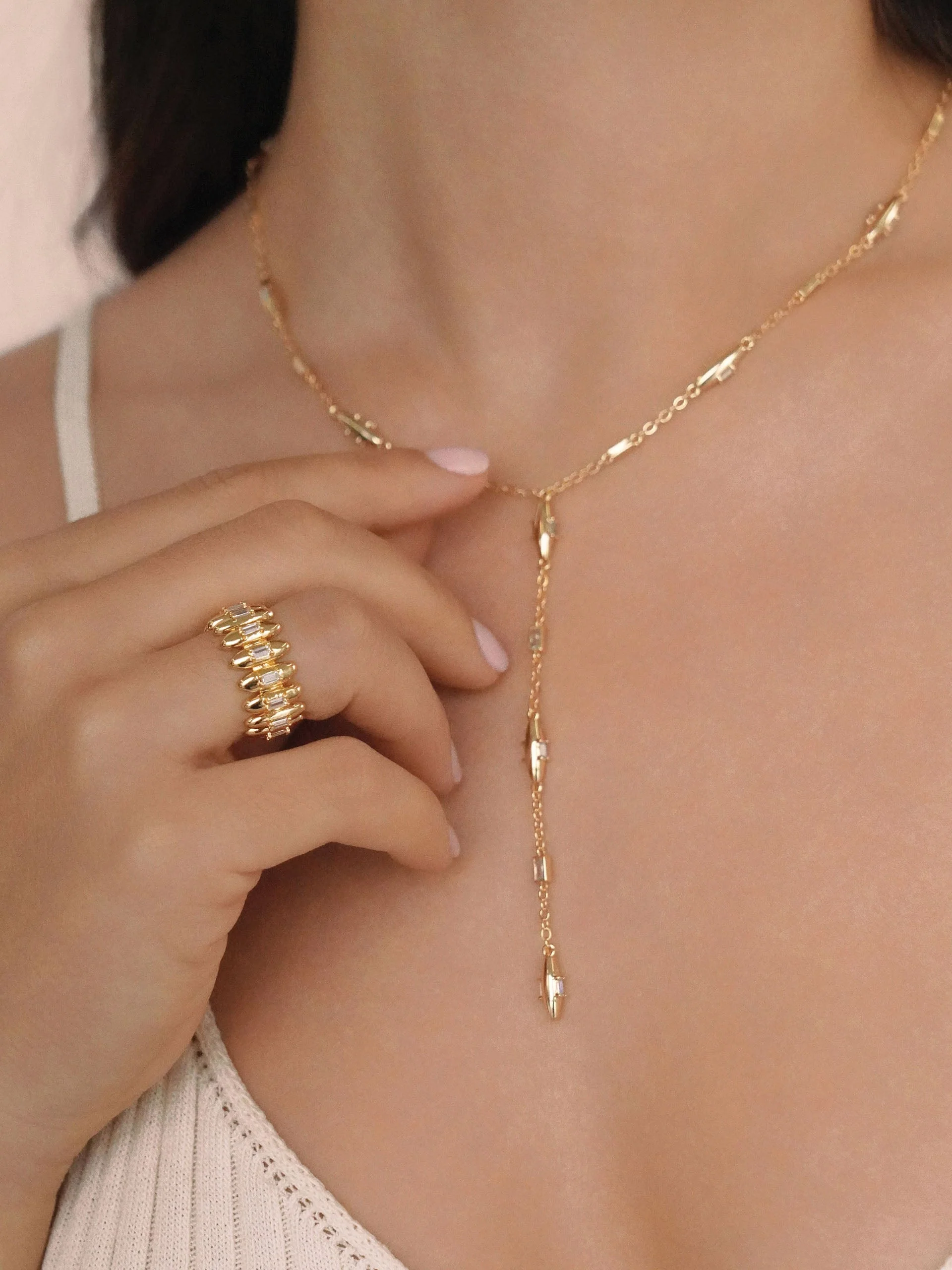 Oval Dome Lariat Necklace - Image 4