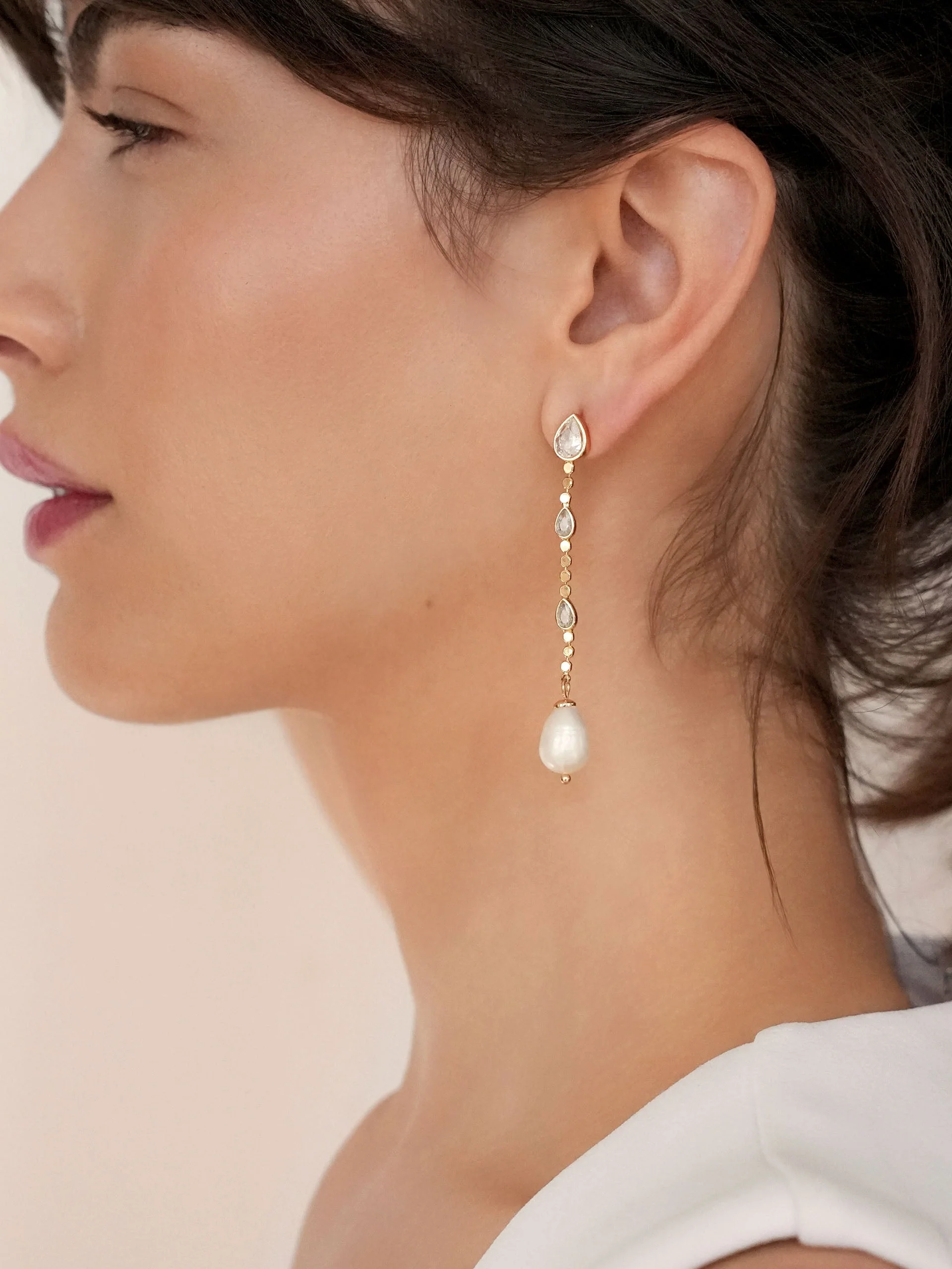 Droplet Crystal and Pearl Earring - Image 4