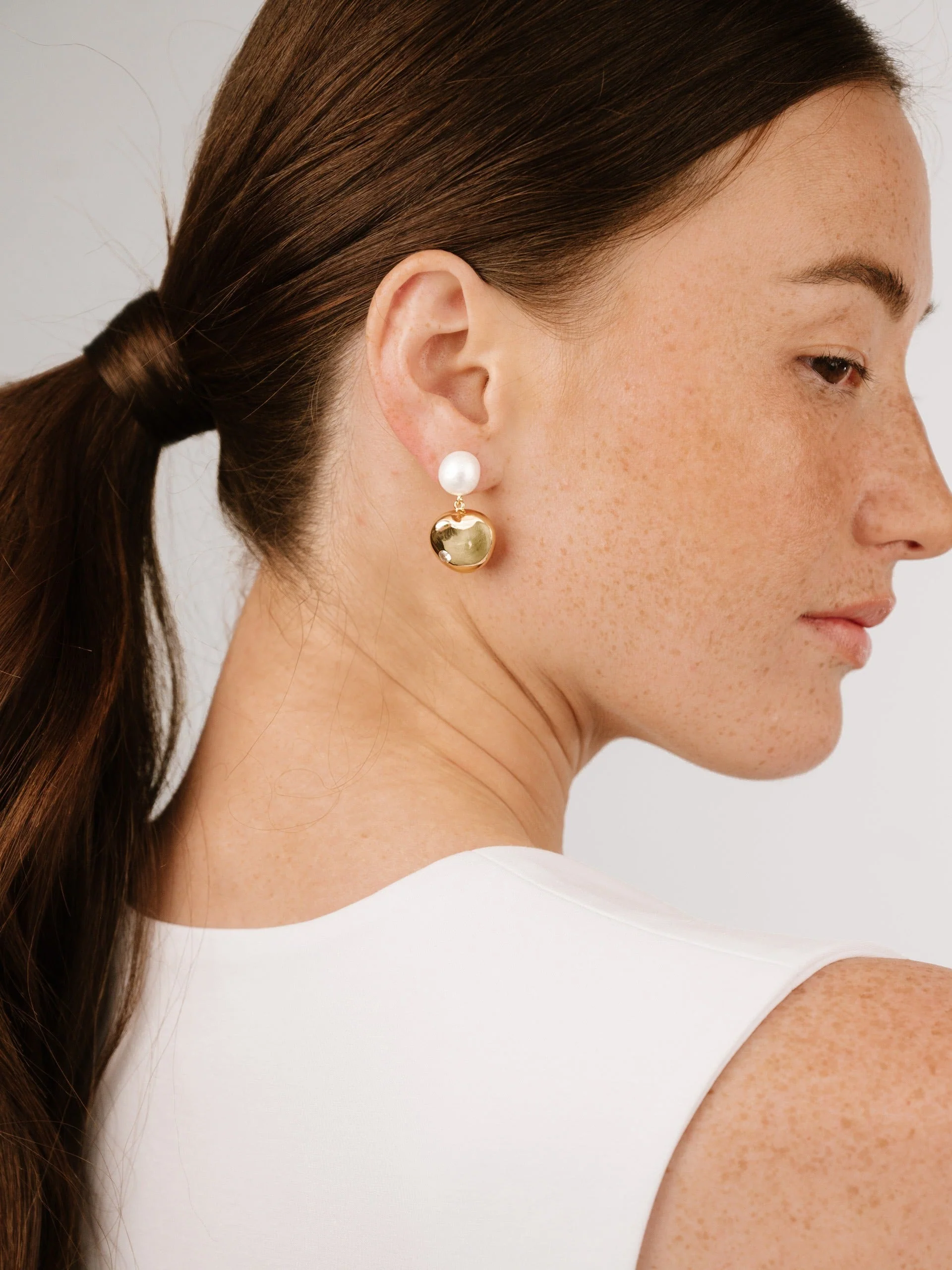 Large Pebble and Pearl Dangle Earrings - Image 5