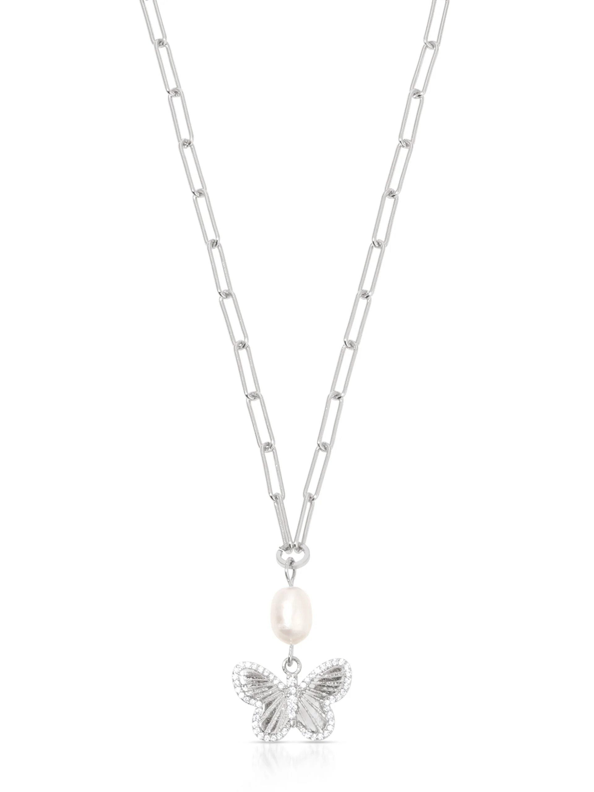 Butterfly Pearl Chain Necklace - Image 5
