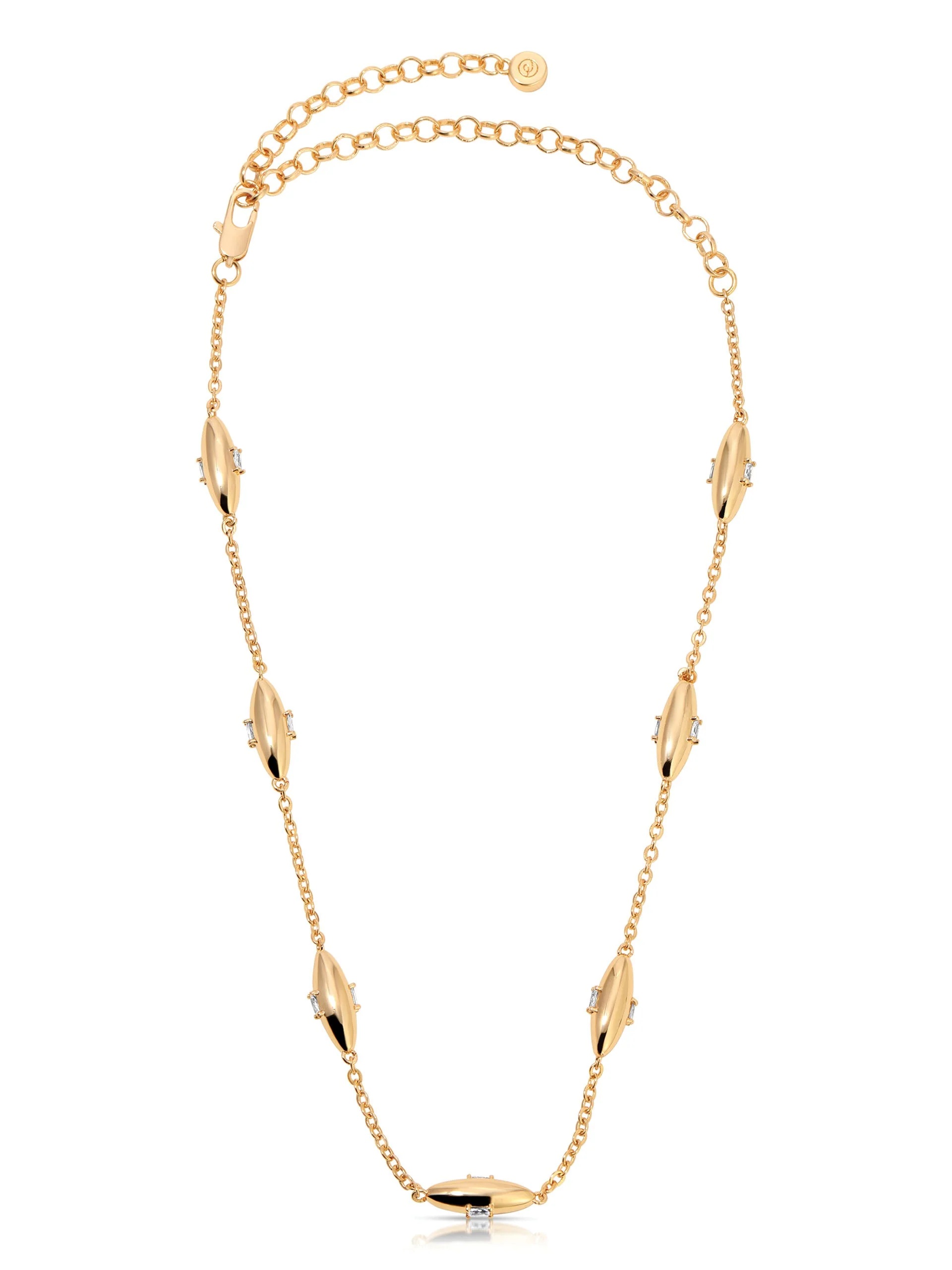 Oval Dome Baguette Necklace - Image 3