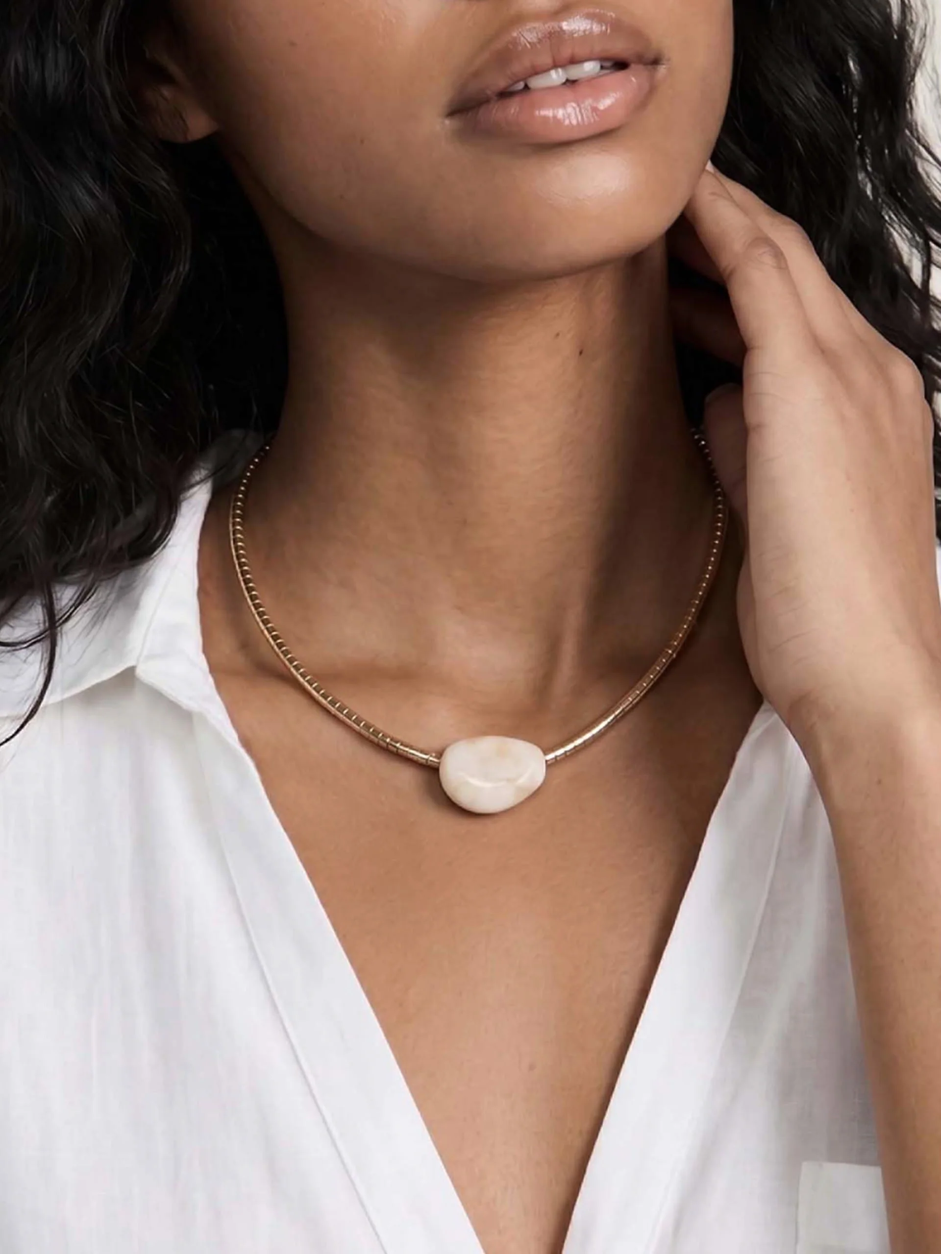 Beaded Bone Nugget Necklace - Image 4