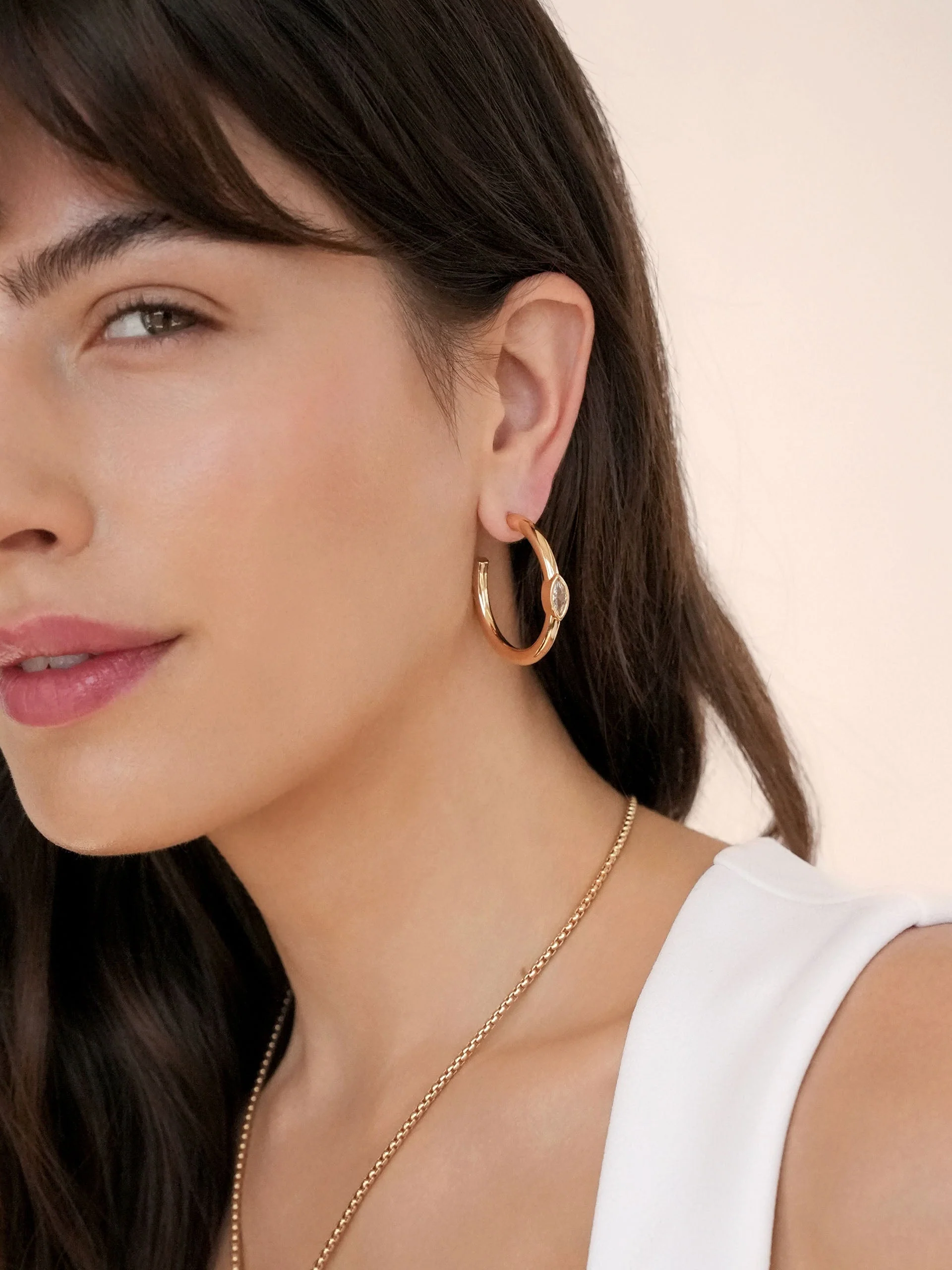 Medium Marquise Crystal Hoops - Image 2
