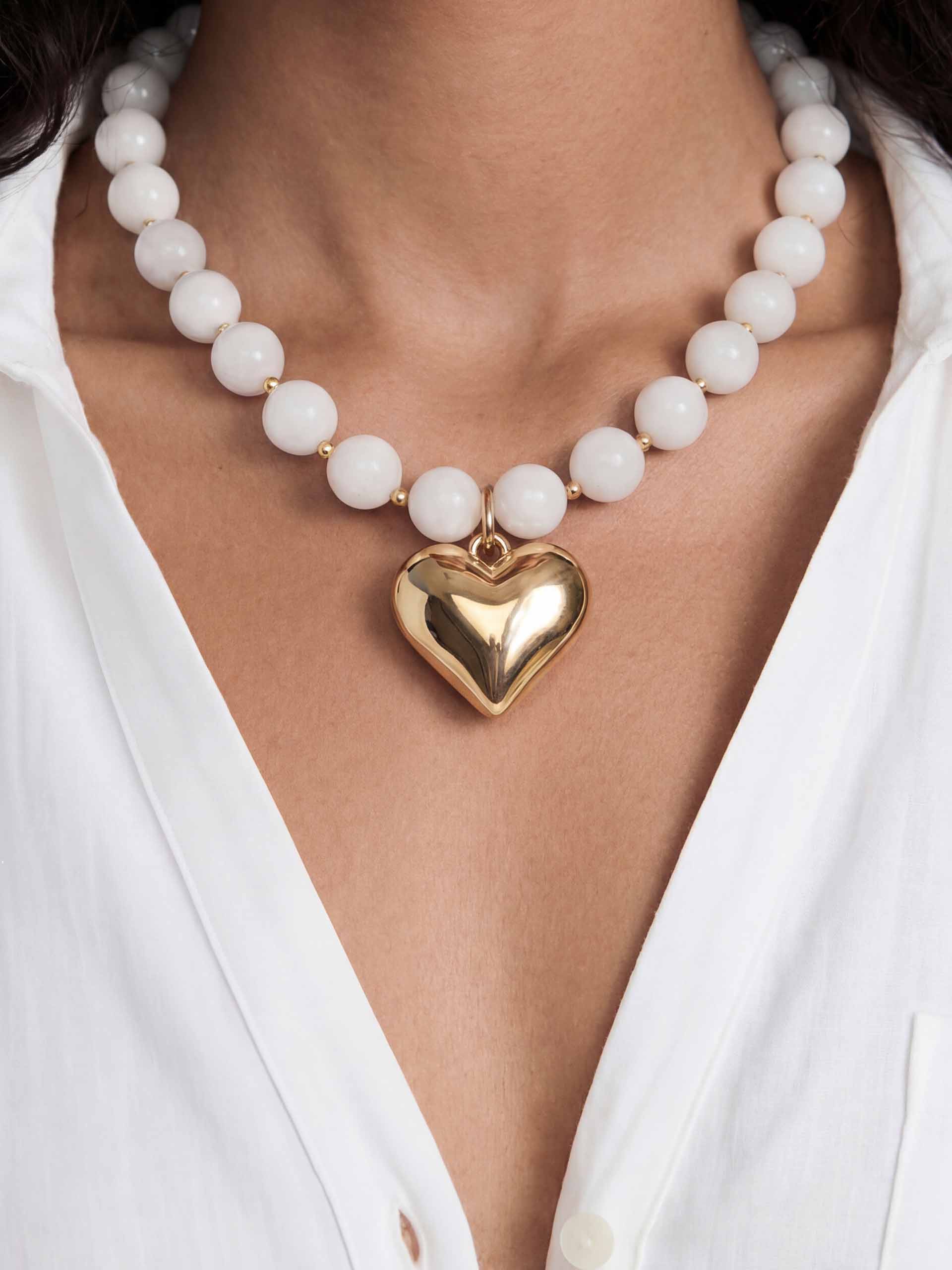 Luck and Love Bone Stone Heart Necklace - Image 2