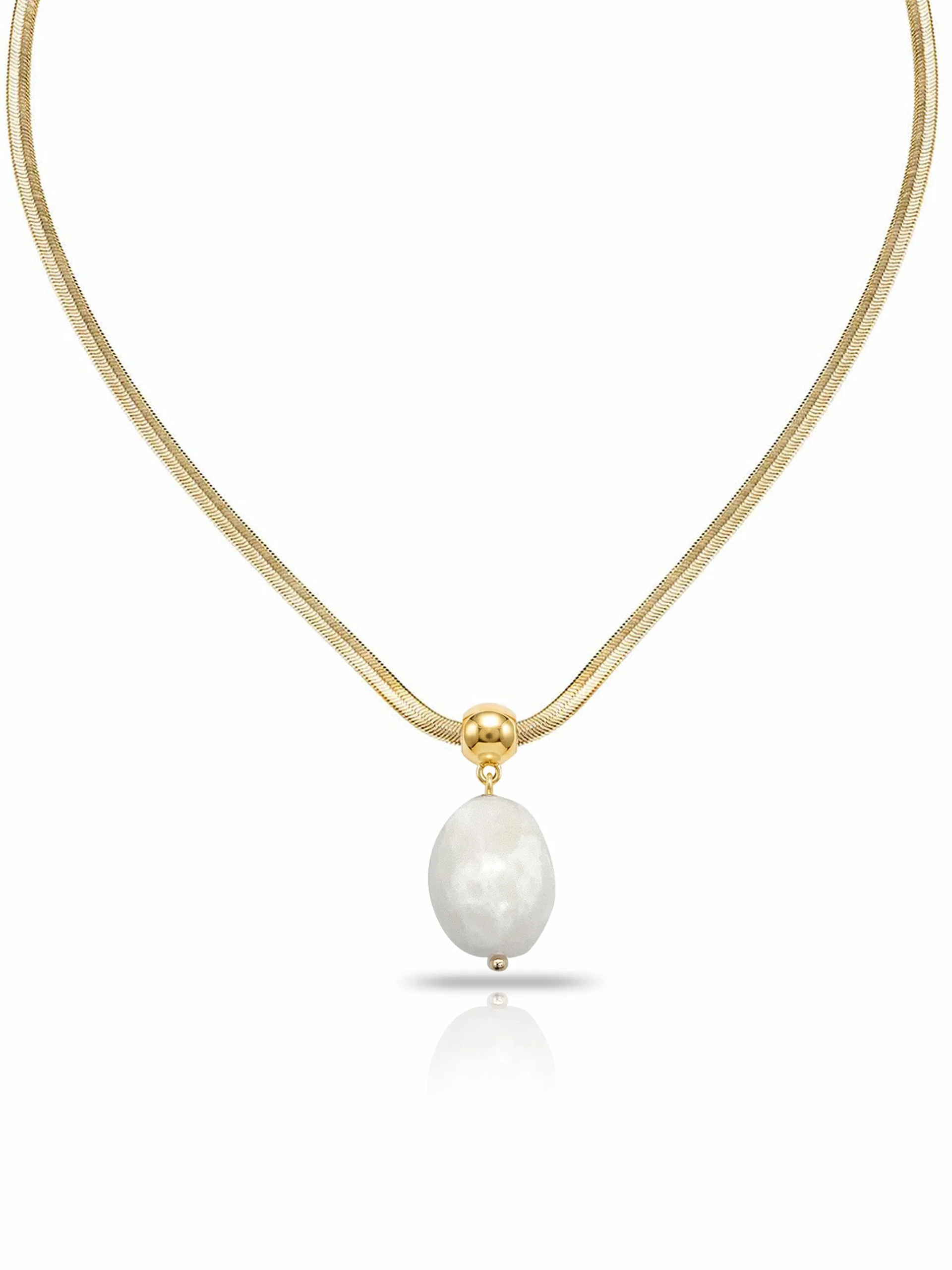 Bone Pendant Snake Chain Necklace - Image 3