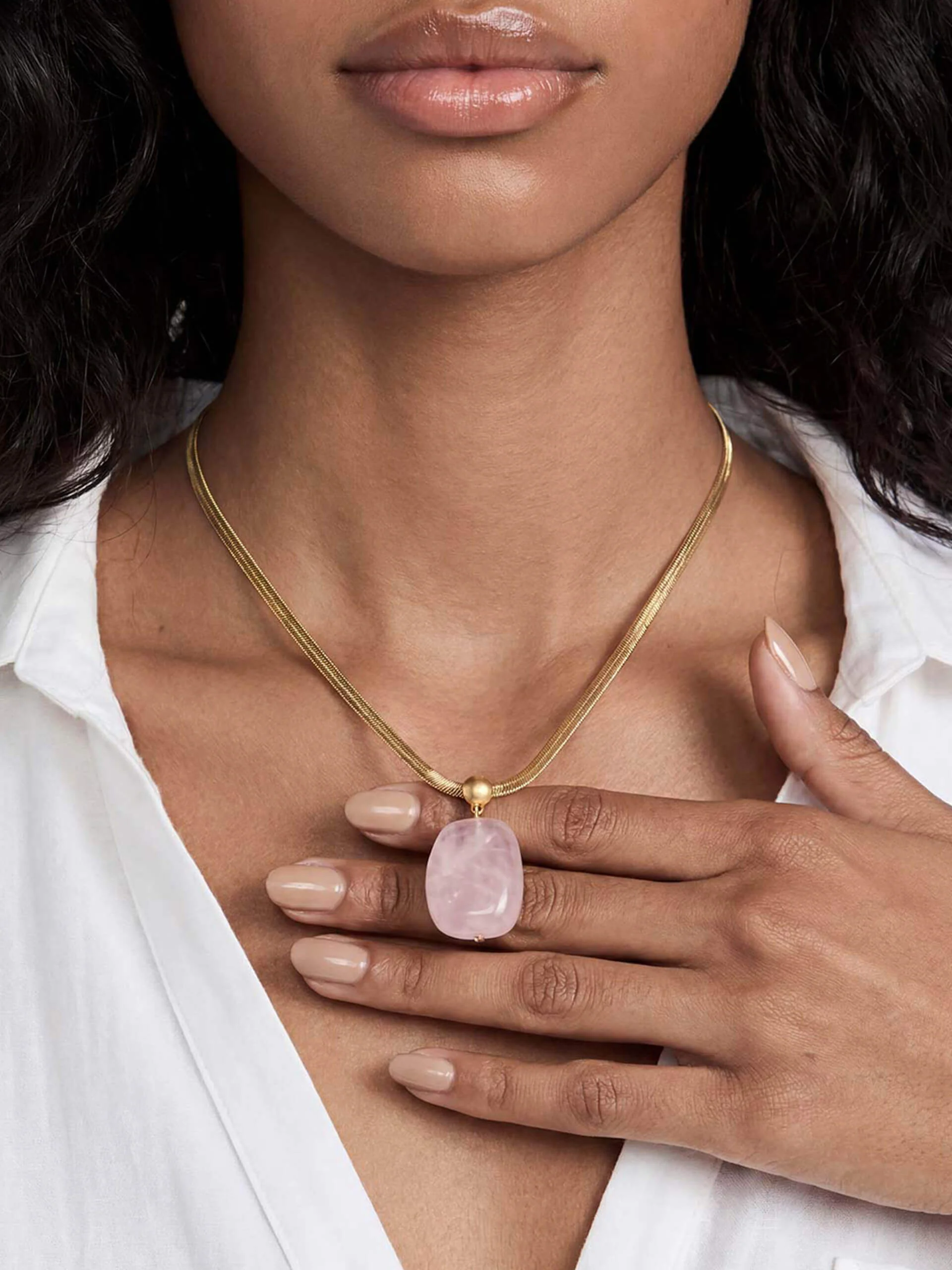 Rose Pendant Snake Chain Necklace - Image 4