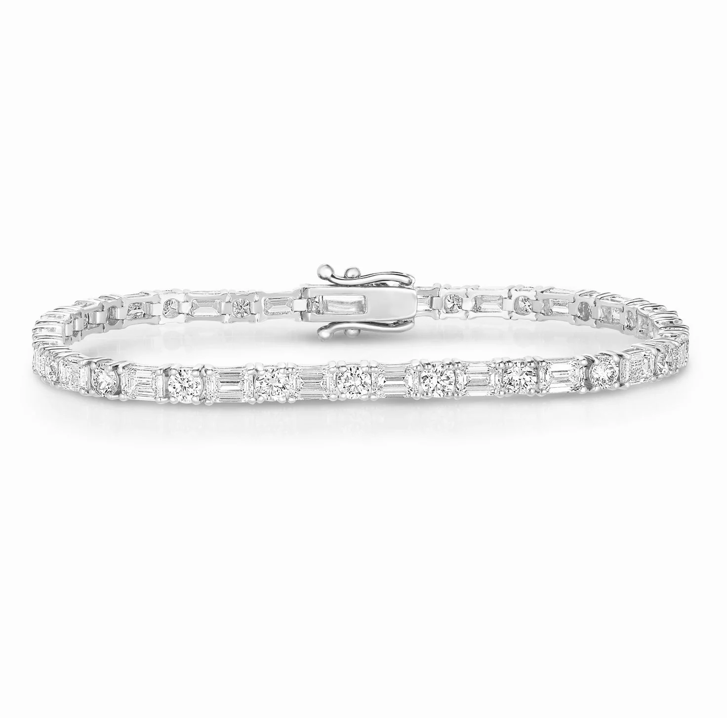 Emerald Cut and Round Lab Diamond Tennis Bracelet - Image 3
