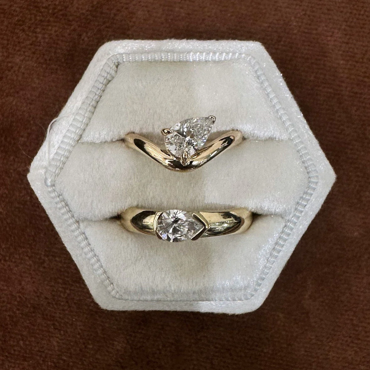 Curved Pear Diamond Pinky Ring - Image 3