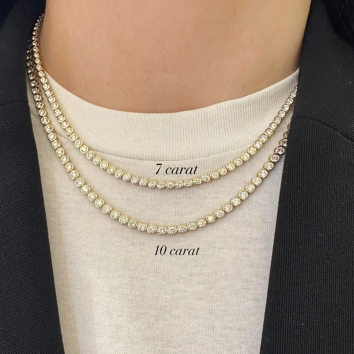 Bezel Natural Diamond Tennis Necklace - Image 3