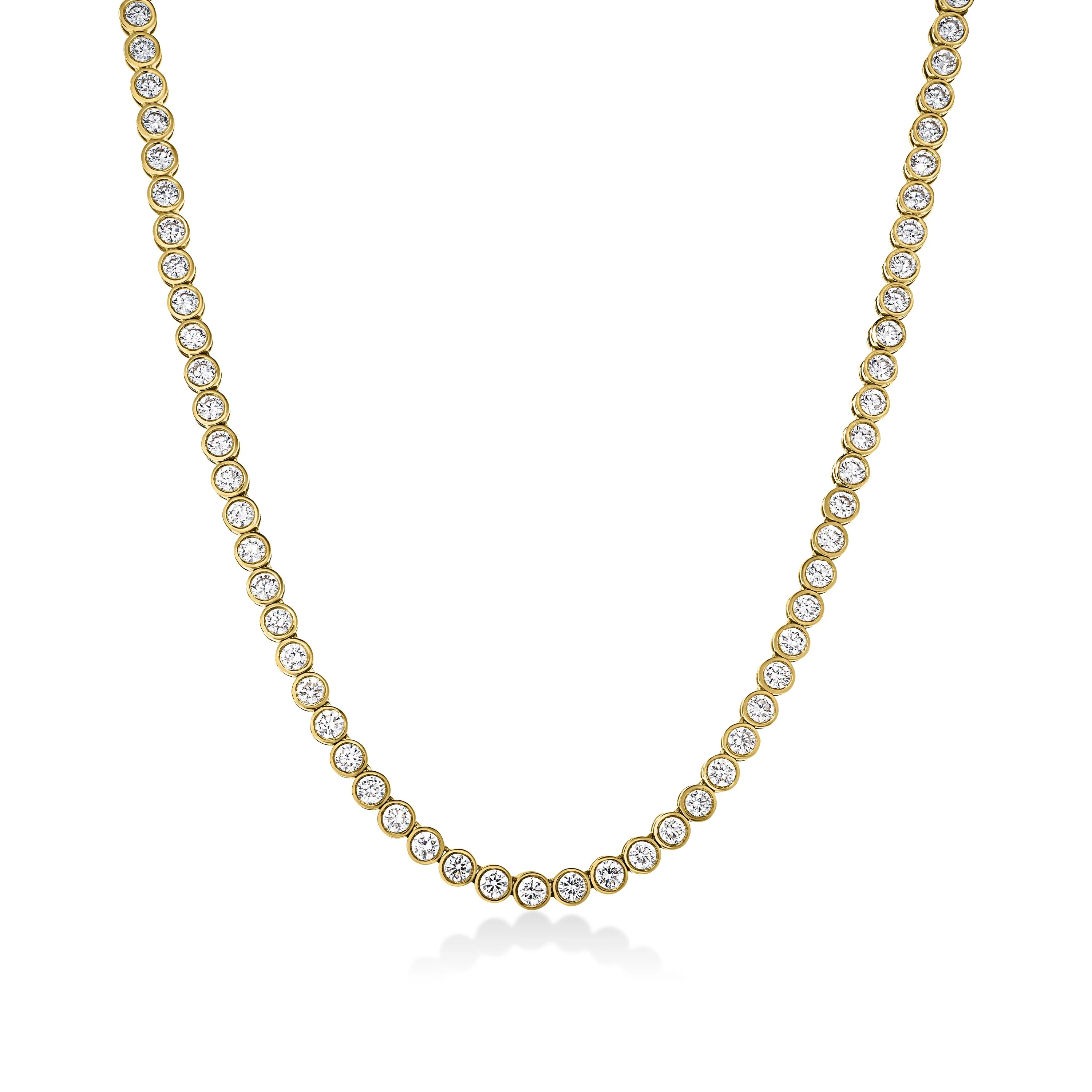 Bezel Natural Diamond Tennis Necklace