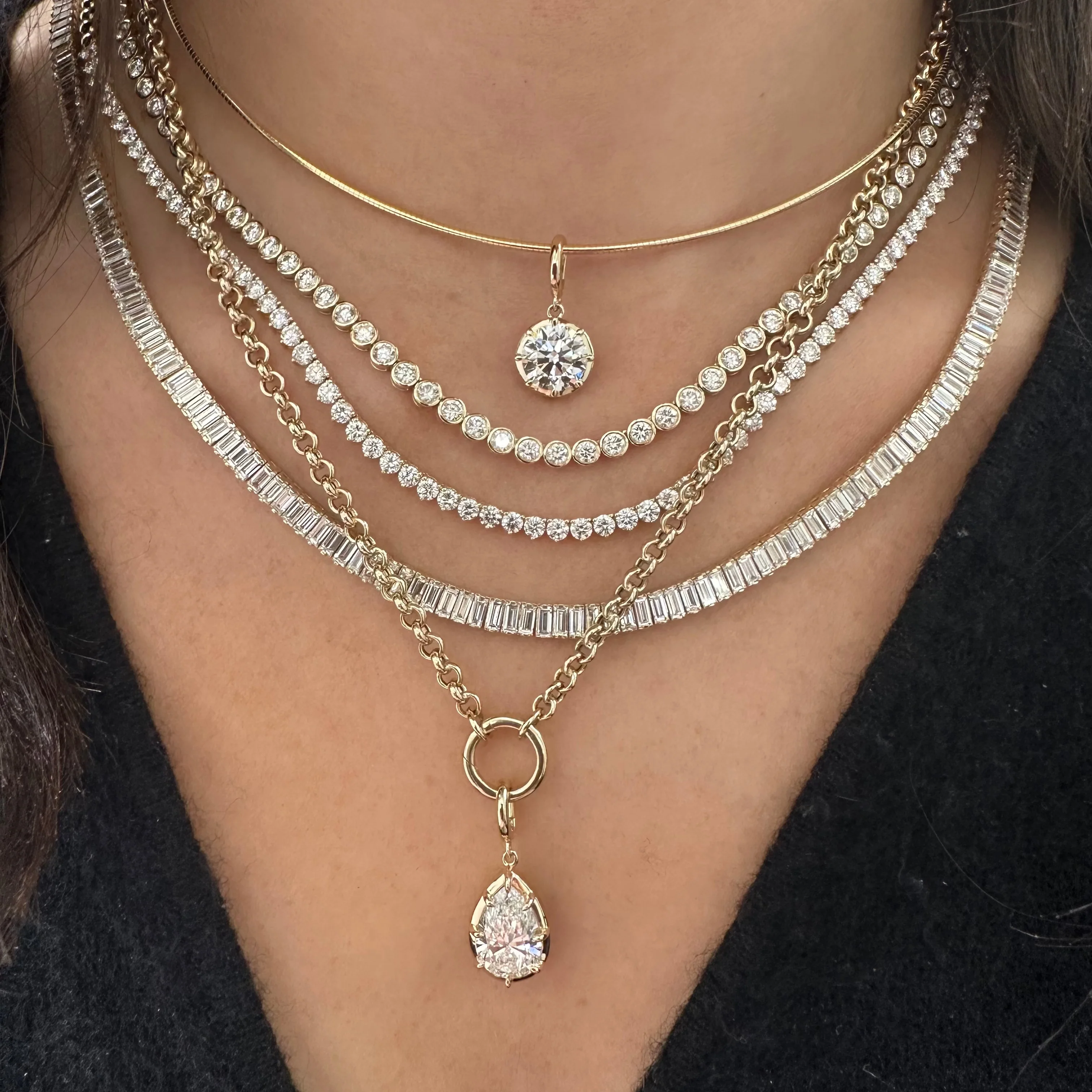 Bezel Natural Diamond Tennis Necklace - Image 2