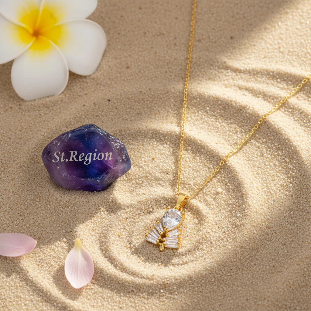 Crystal & 18K Gold-Plated Branch Pendant Necklace - Image 4