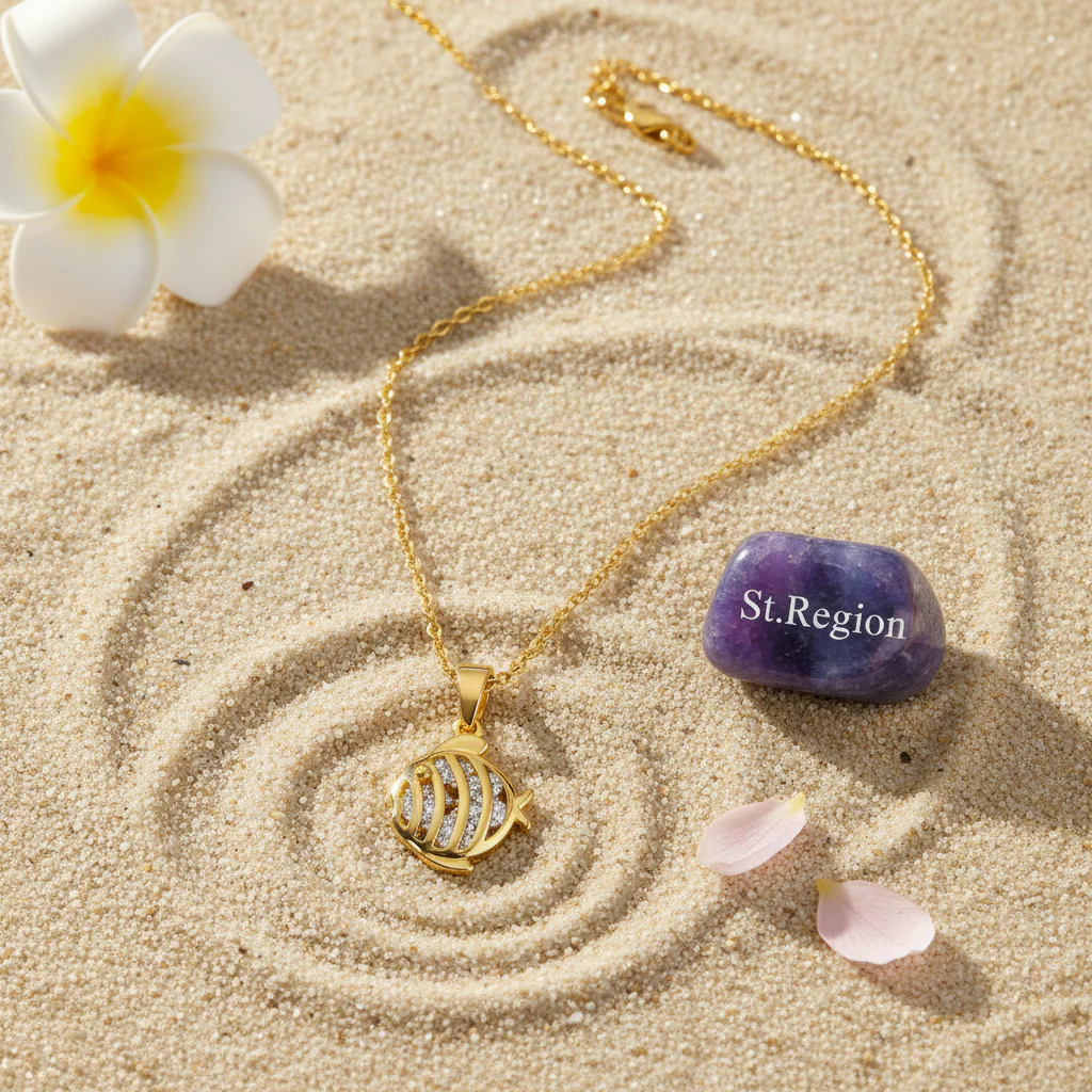 Crystal & 18K Gold-Plated Fish Pendant Necklace - Image 4