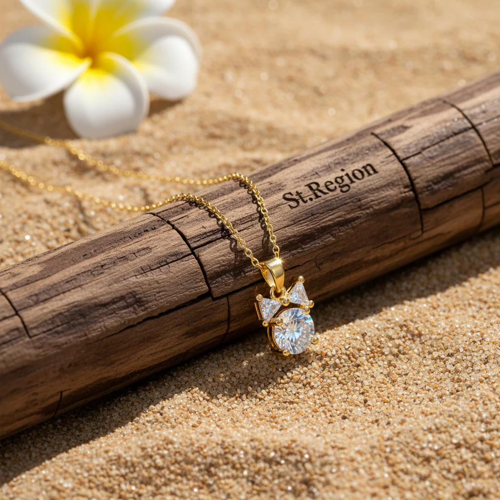 Clear Crystal & 18K Gold-Plated Bow Pendant Necklace - Image 3