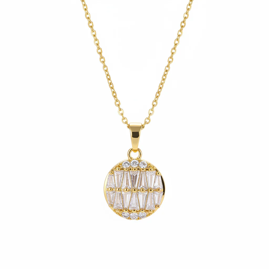 Crystal & 18K Gold-Plated Triangle-Cut Round Pendant Necklace