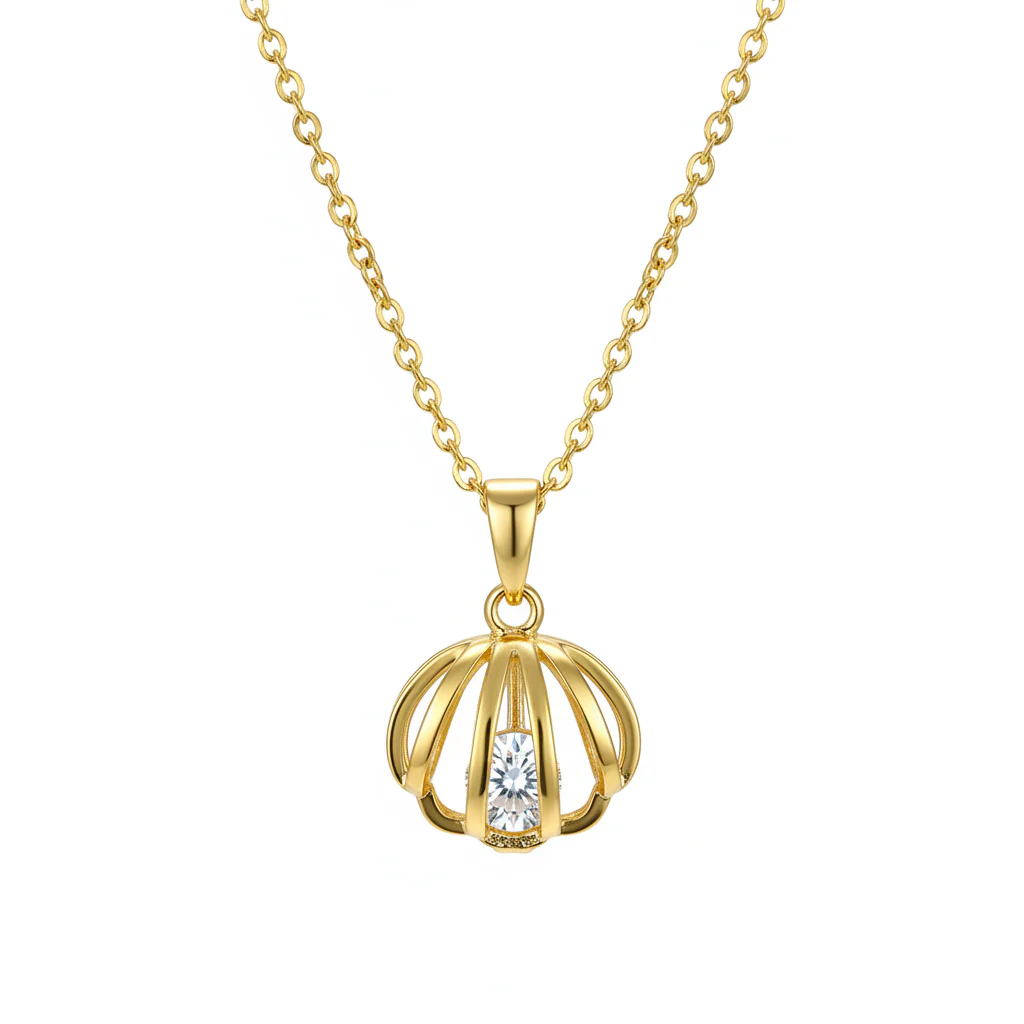 Crystal & 18K Gold-Plated Shell Pendant Necklace