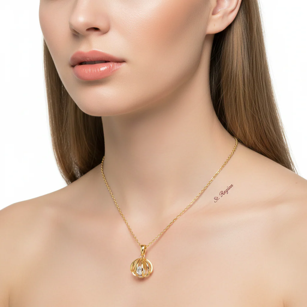 Crystal & 18K Gold-Plated Shell Pendant Necklace - Image 5