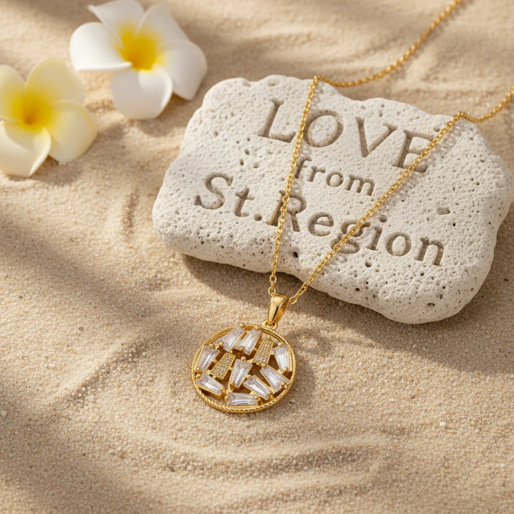 Crystal & 18K Gold-Plated Round Pendant Necklace - Image 2