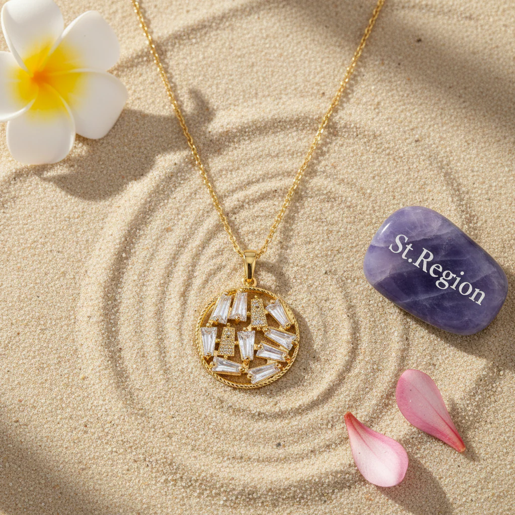 Crystal & 18K Gold-Plated Round Pendant Necklace - Image 4