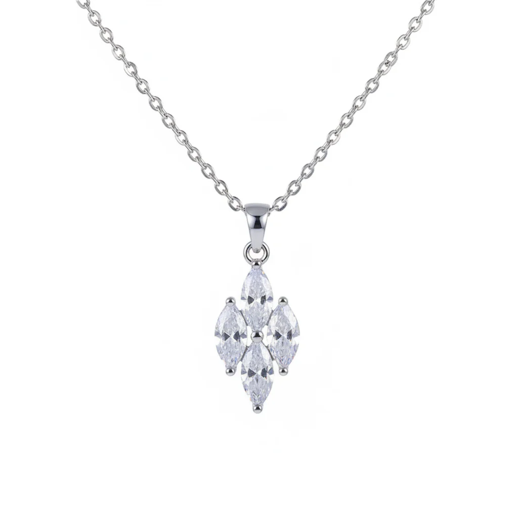 Crystal & Silver-Plated Marquise Pendant Necklace