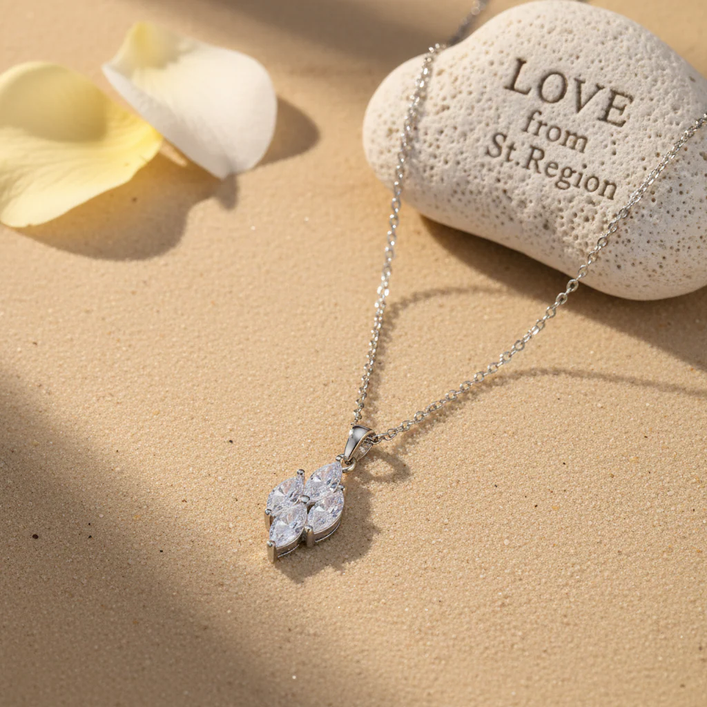 Crystal & Silver-Plated Marquise Pendant Necklace - Image 2