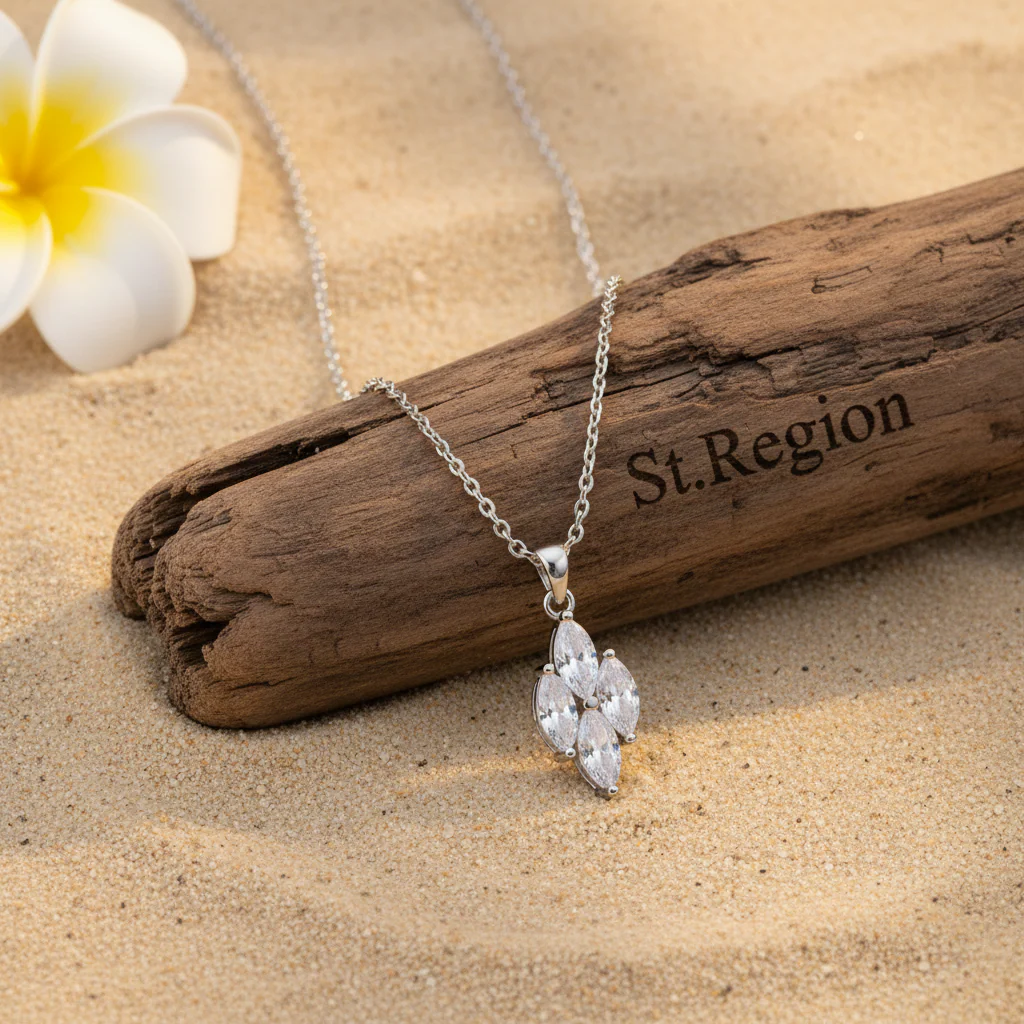 Crystal & Silver-Plated Marquise Pendant Necklace - Image 3