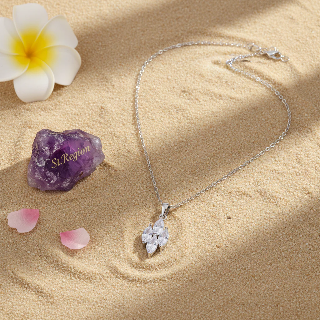 Crystal & Silver-Plated Marquise Pendant Necklace - Image 4
