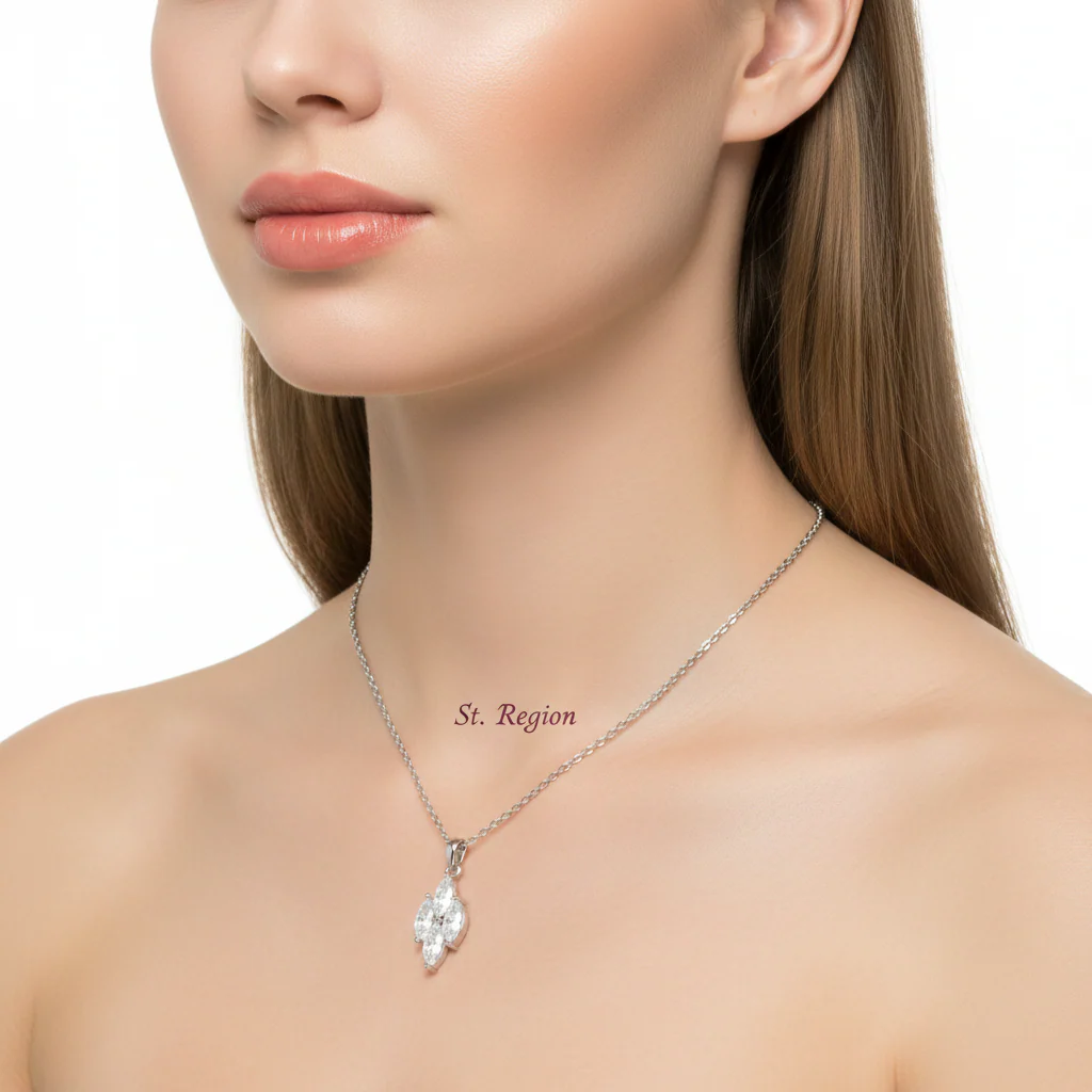 Crystal & Silver-Plated Marquise Pendant Necklace - Image 5