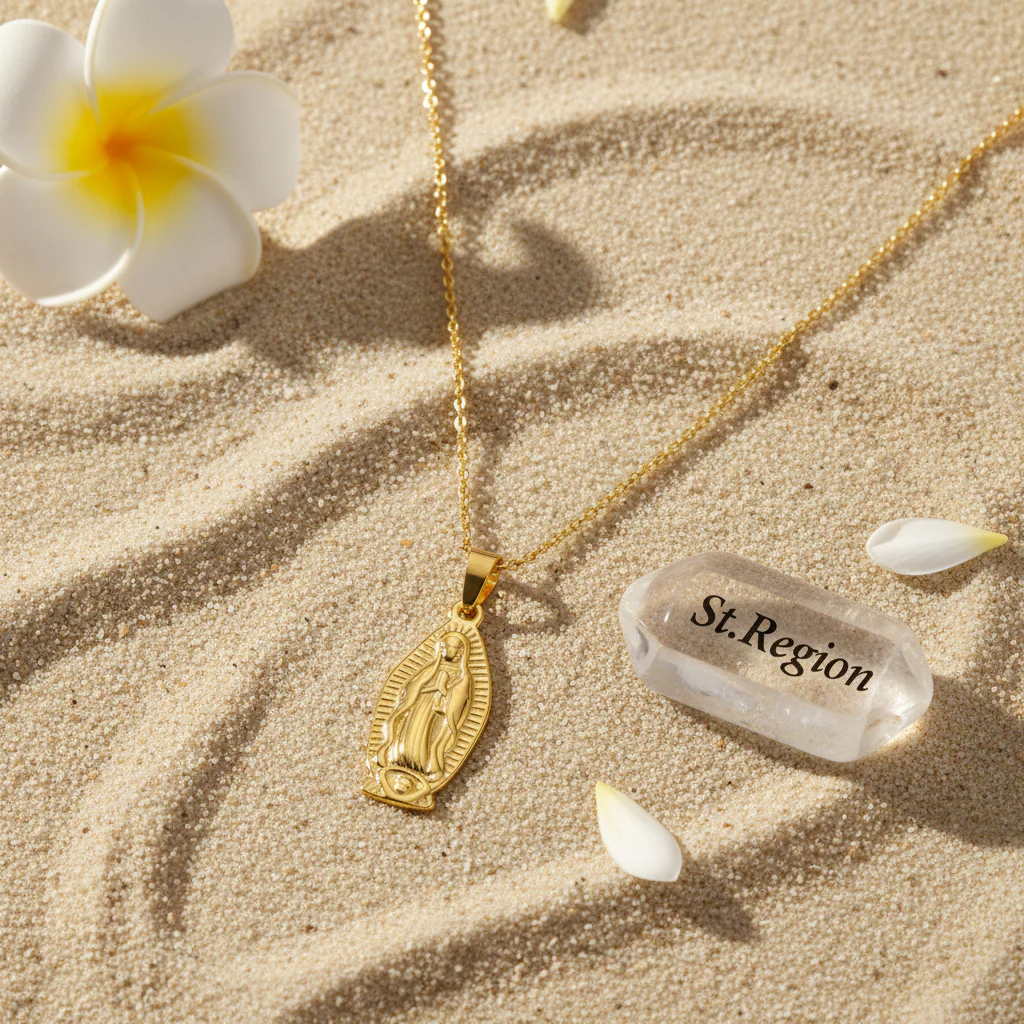 18K Gold-Plated Mary Pendant Necklace - Image 4