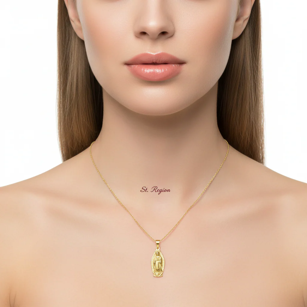18K Gold-Plated Mary Pendant Necklace - Image 5