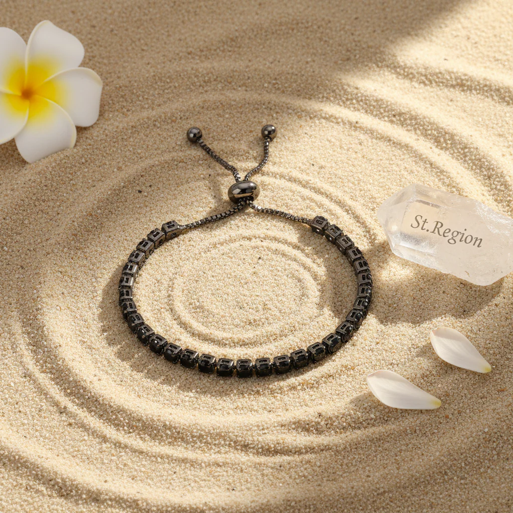 Black Cubic Zirconia Adjustable Link Bracelet - Image 4