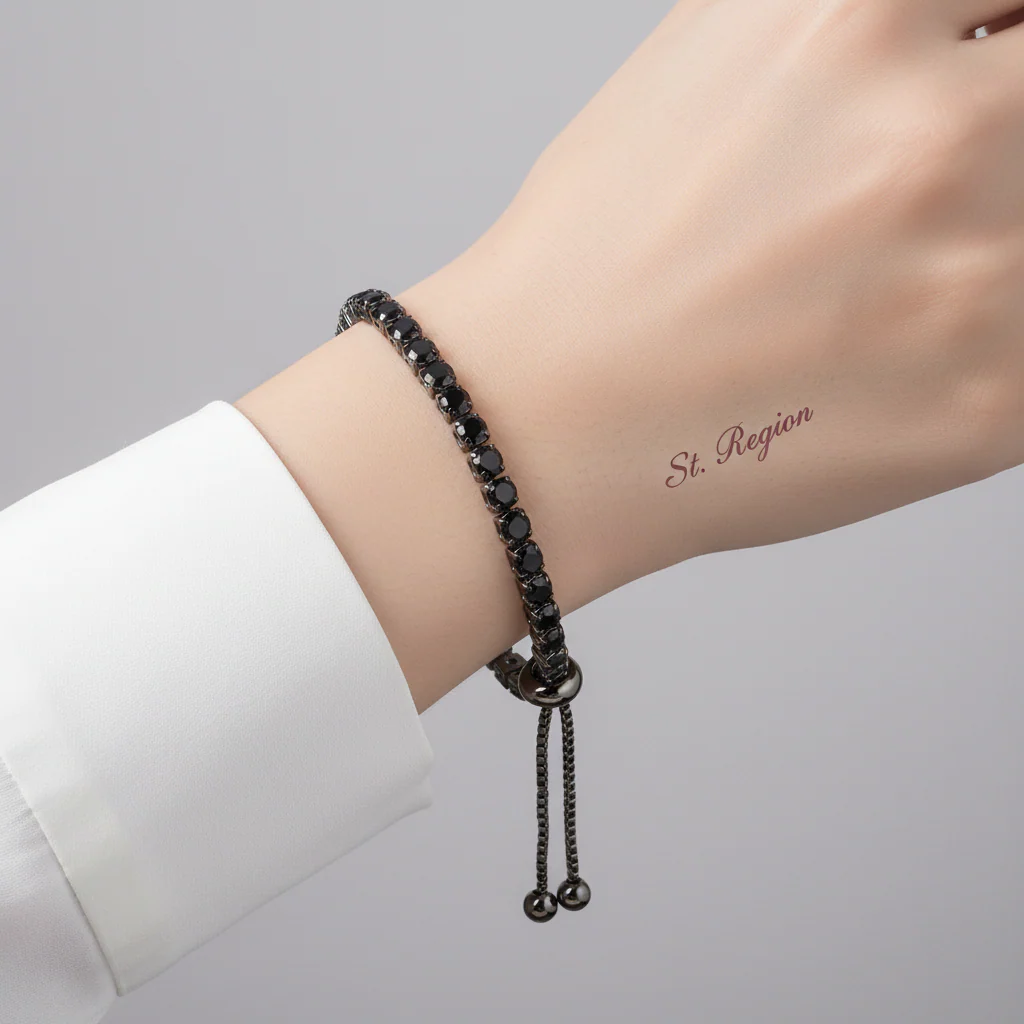 Black Cubic Zirconia Adjustable Link Bracelet - Image 5