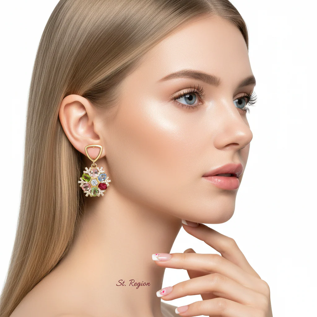 Multi-Colored Crystal & Cubic Zirconia Goldtone Snowflake Dangle Earrings - Image 5