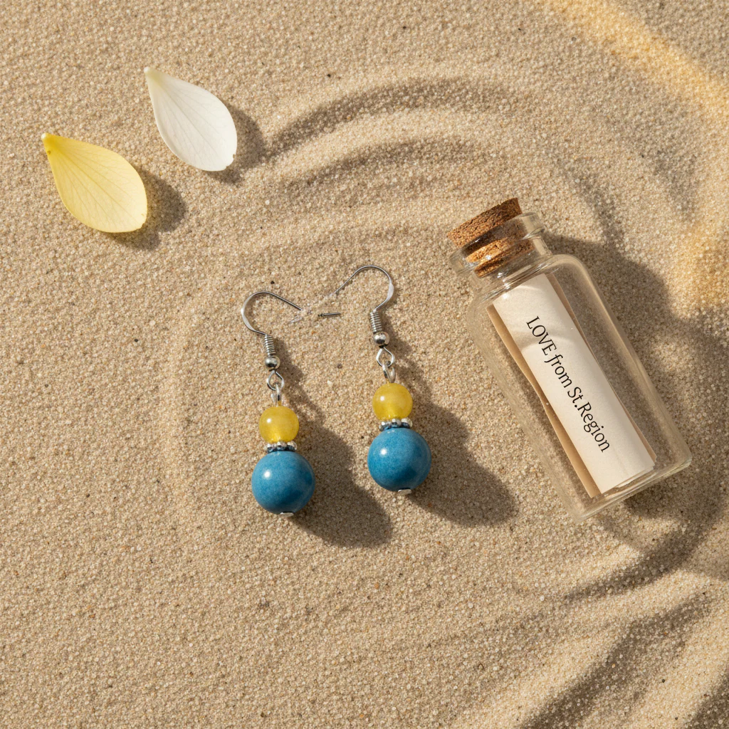 Yellow & Blue Jade Silvertone ‌Gourd‌-Shape Hook Earrings - Image 4